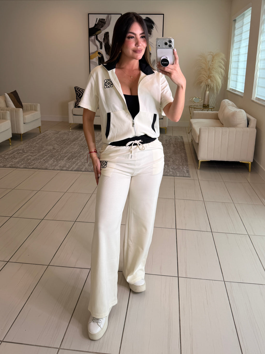 Iconic Muse White and Black Pant Set