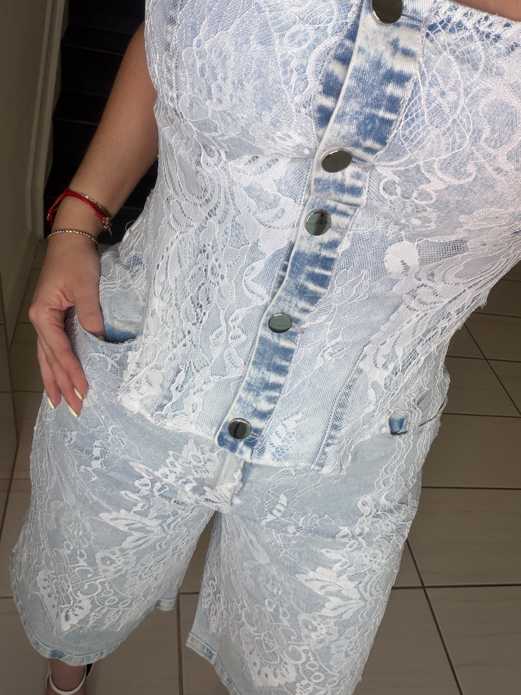 Power Muse Denim Lace Shorts Set
