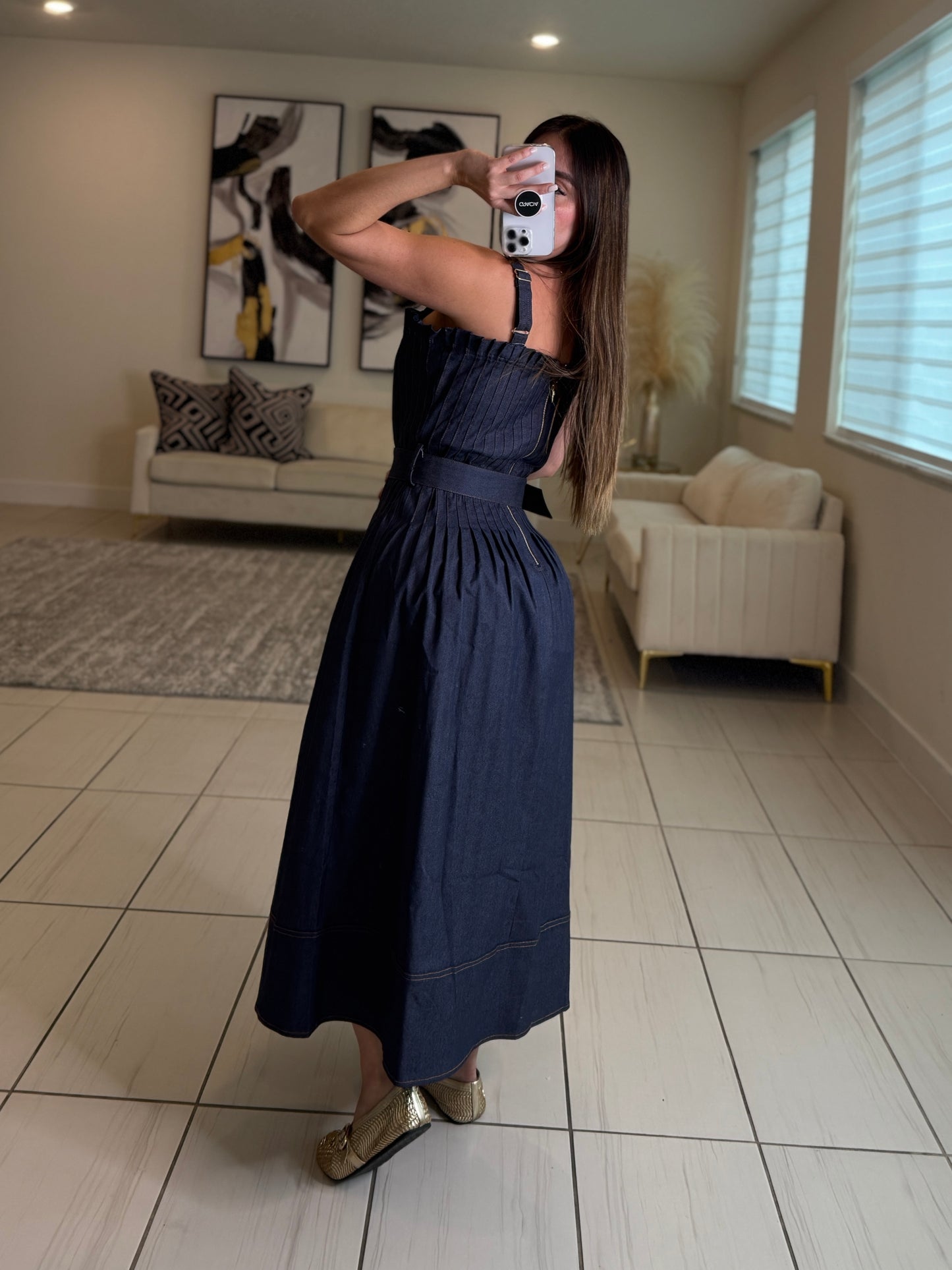 Enchanted Veil Denim Midi Dress