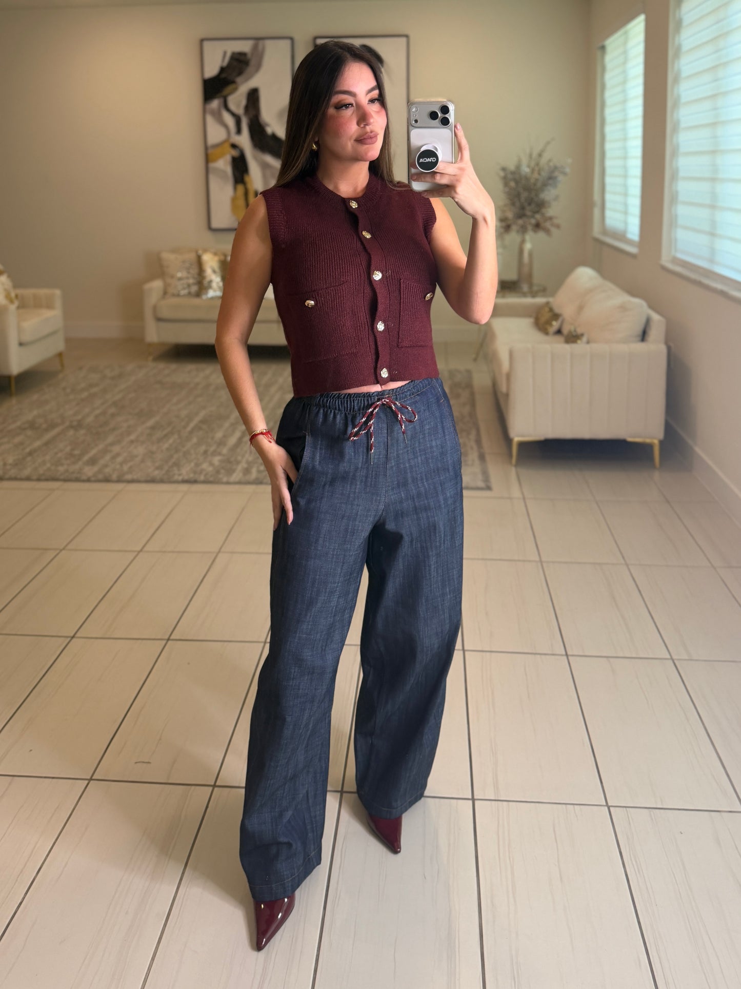 Simplicity Charm Knit Red Wine Vest