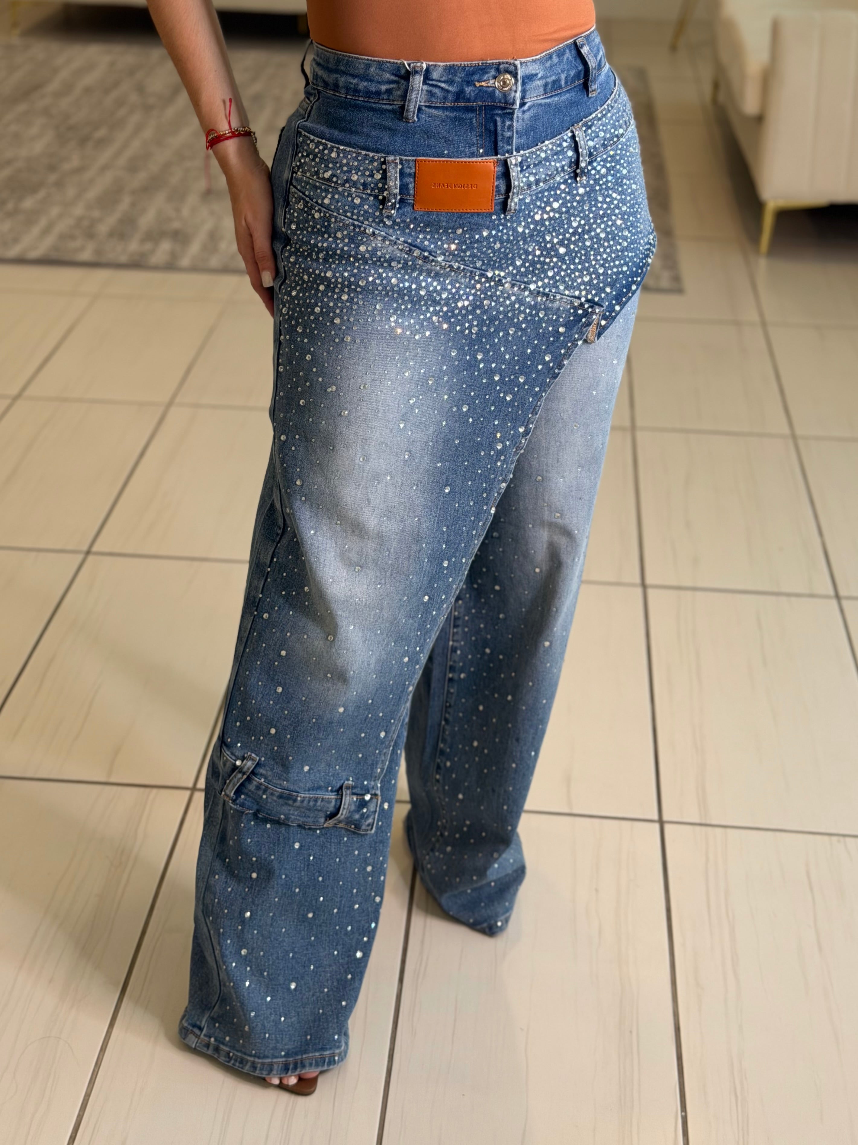 Crystal Asym Denim Pants