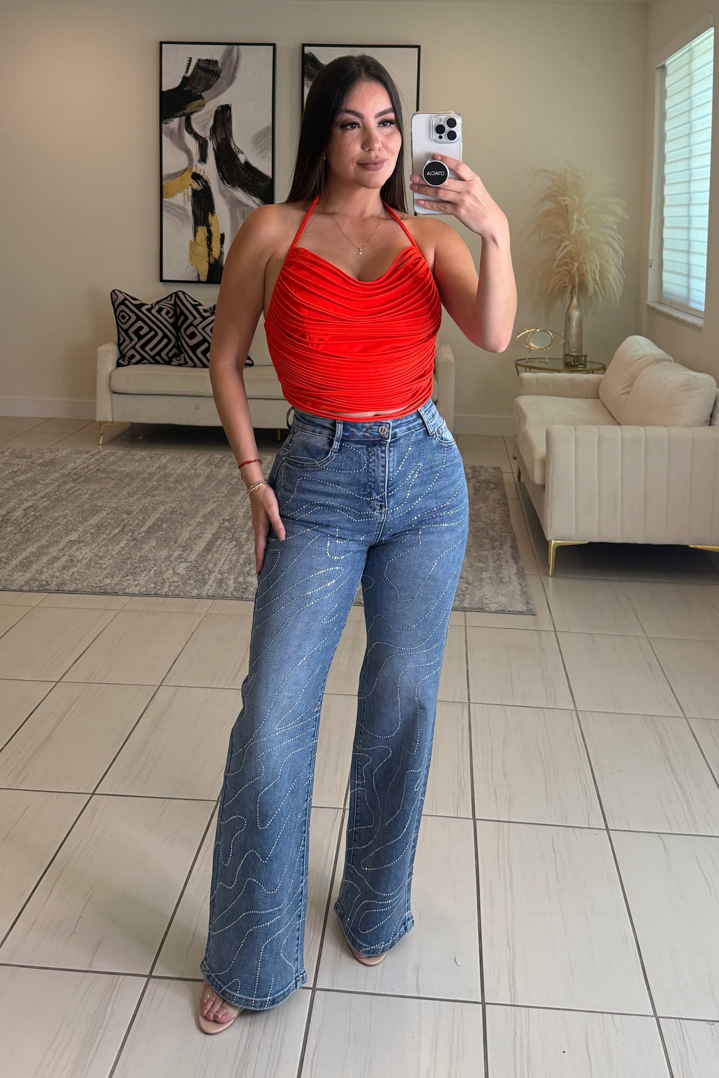 Brightness Lines Denim Pants