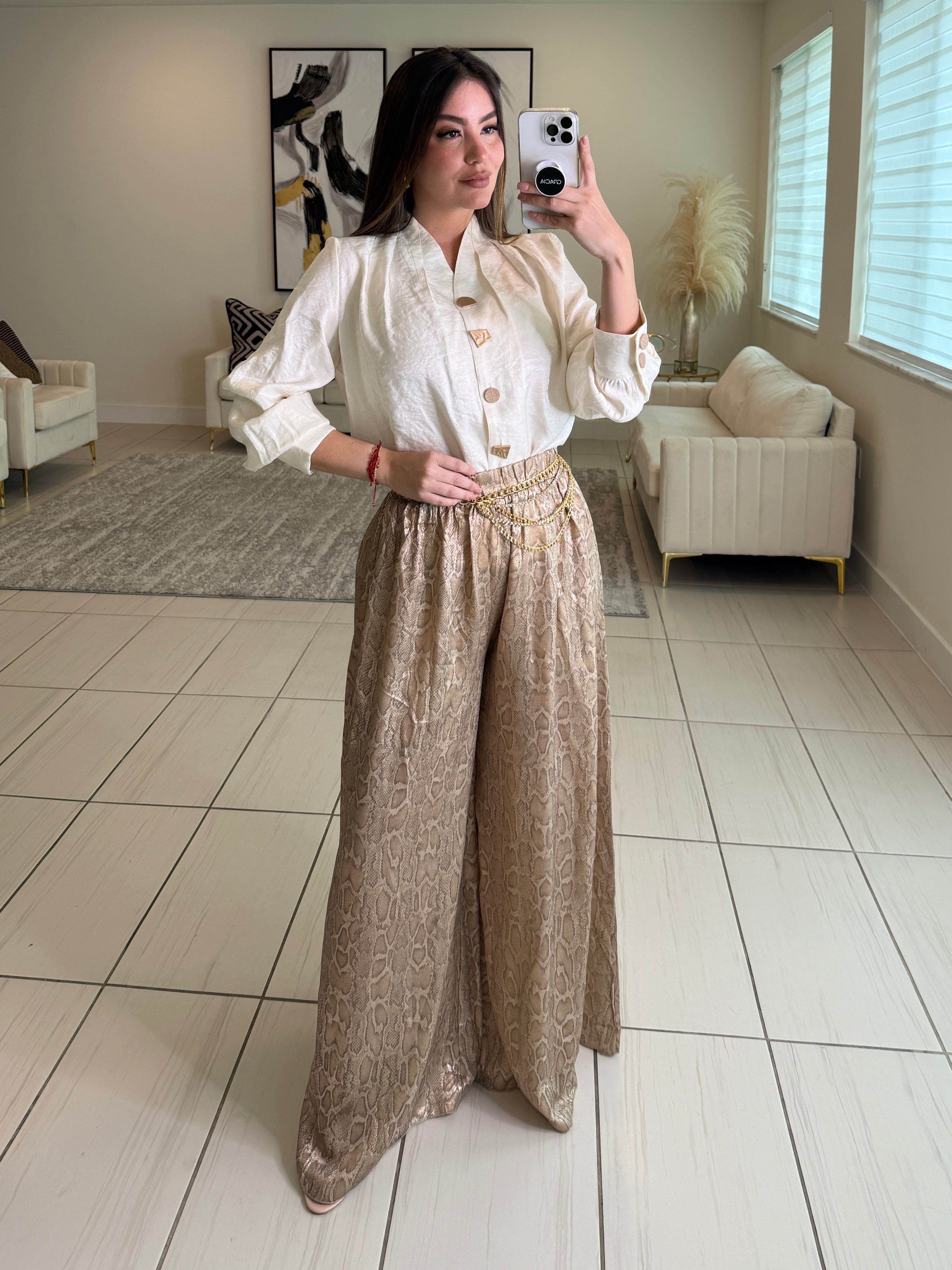 Savage Touch Beige Palazzo Pants