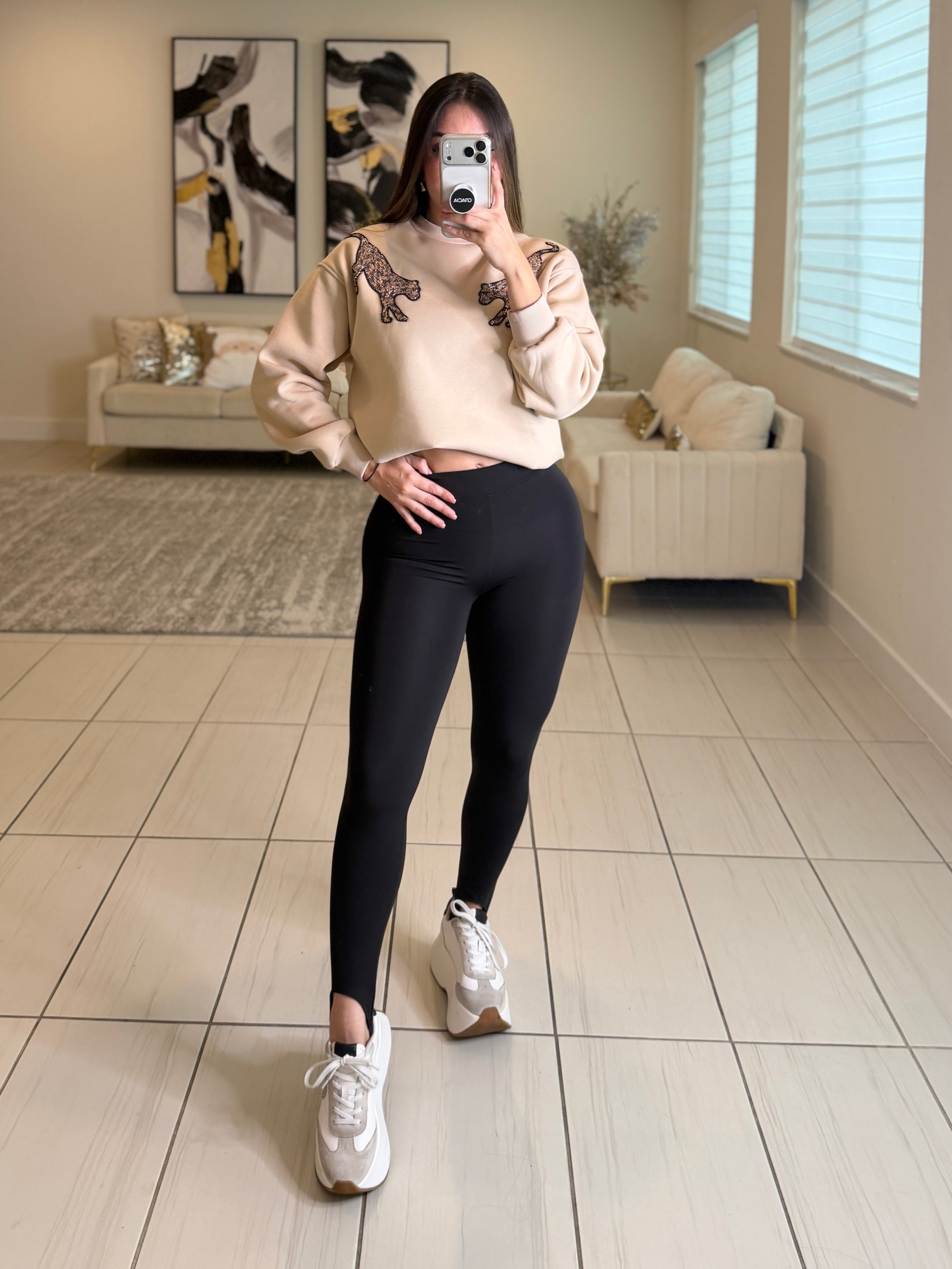 Roar Tiger Fashion Beige Sweater