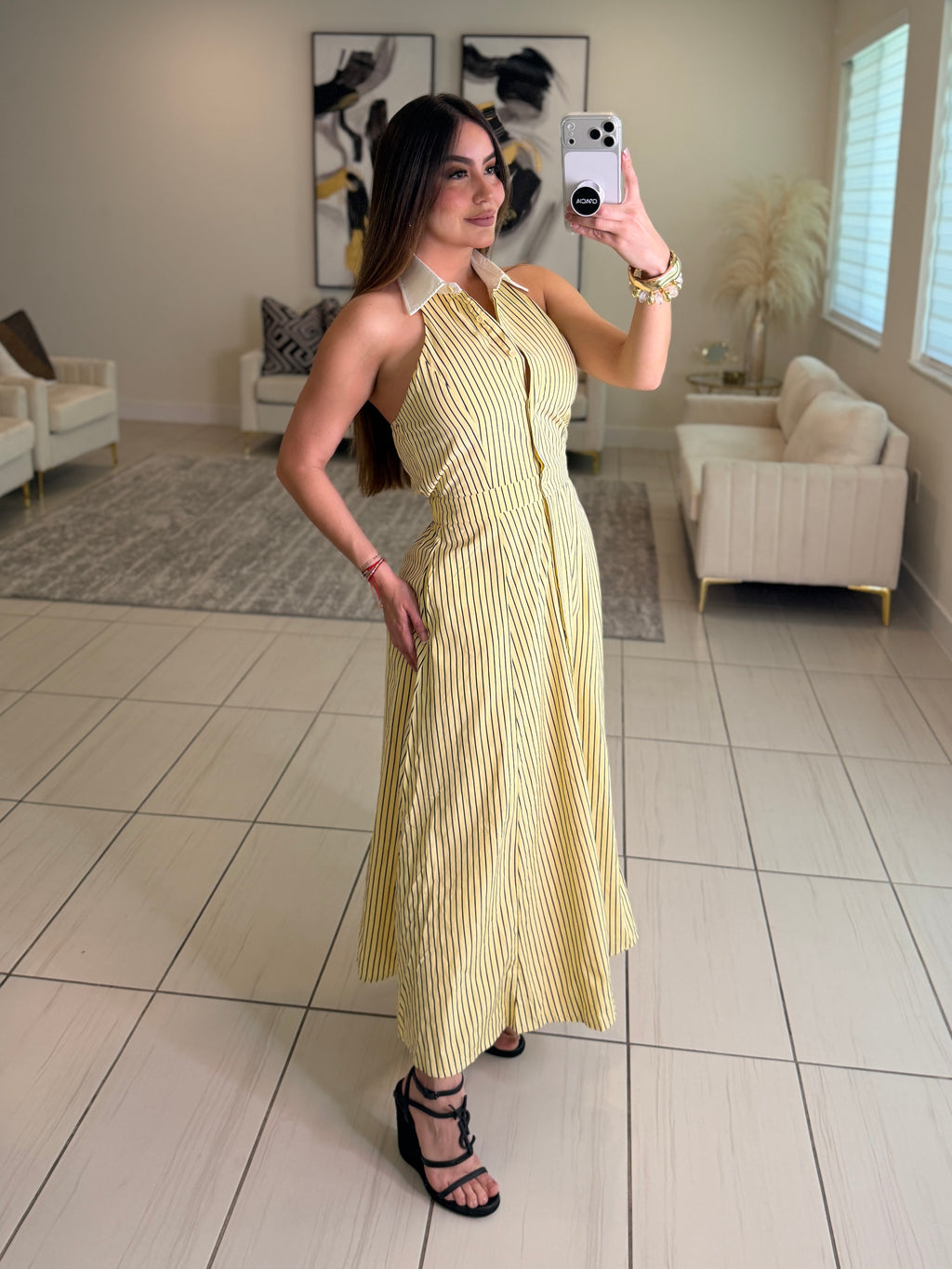 Desire Stripes Yellow Dress