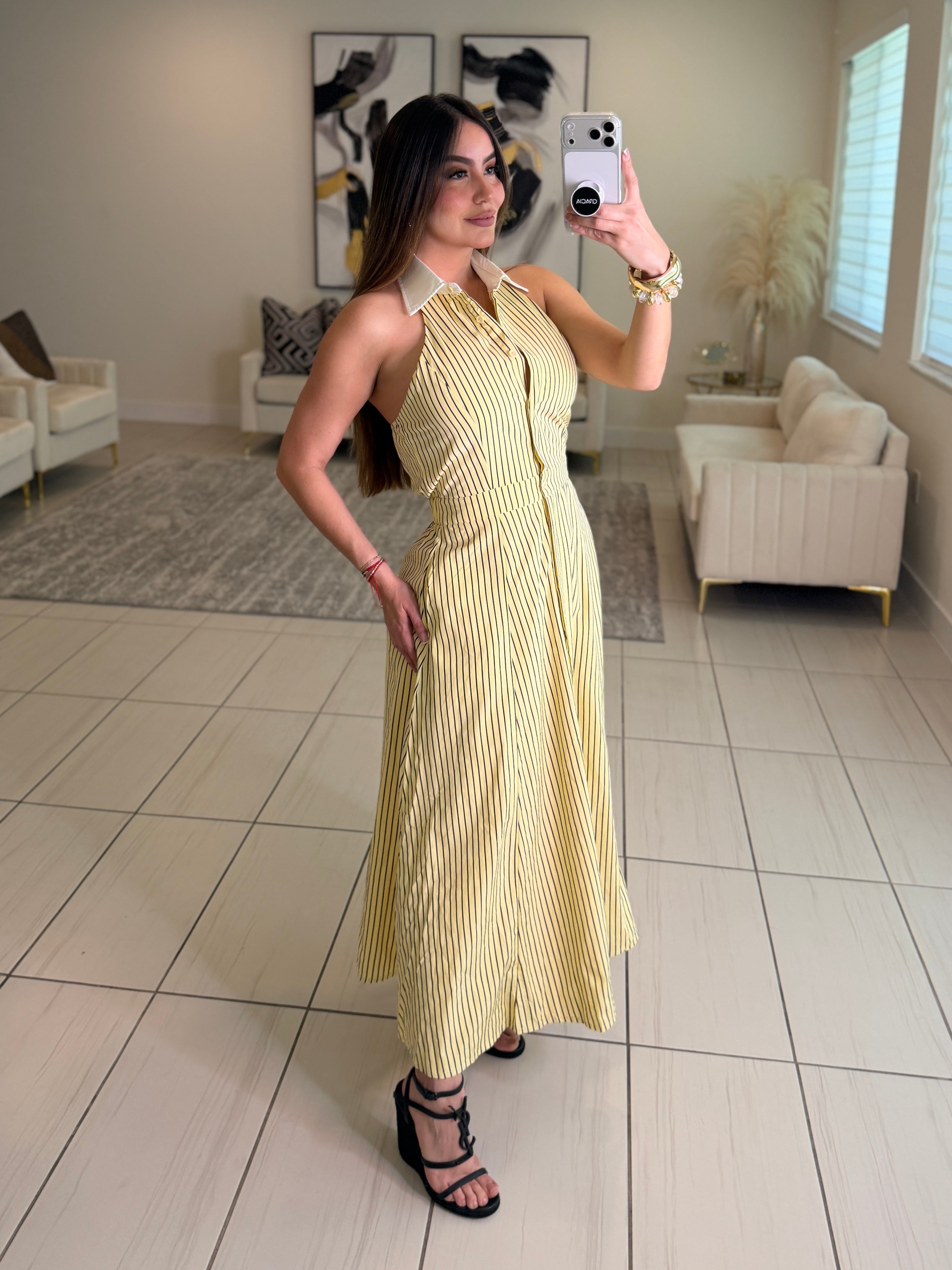 Desire Stripes Yellow Dress