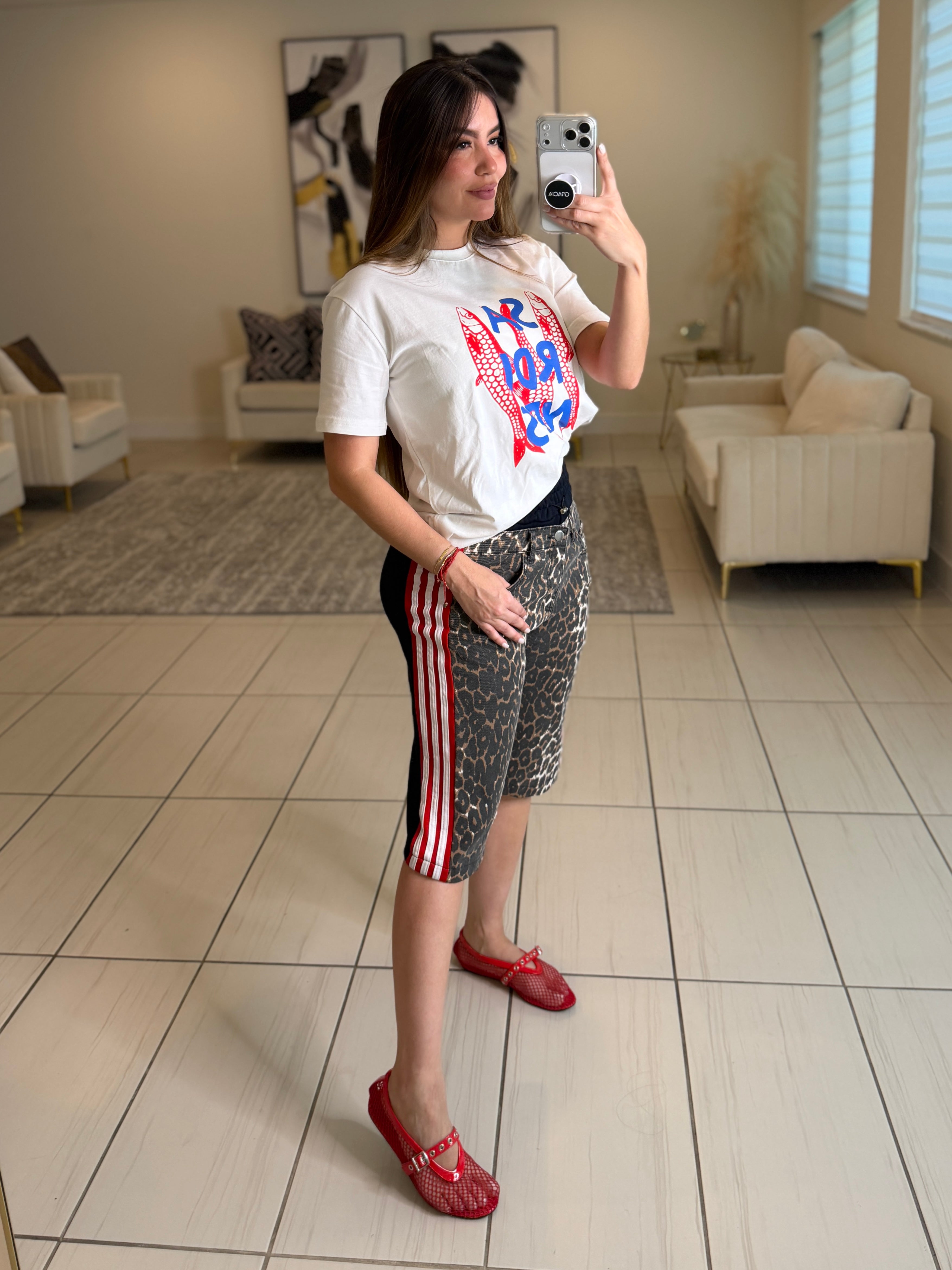 Wild Leopard Red Stripes Shorts