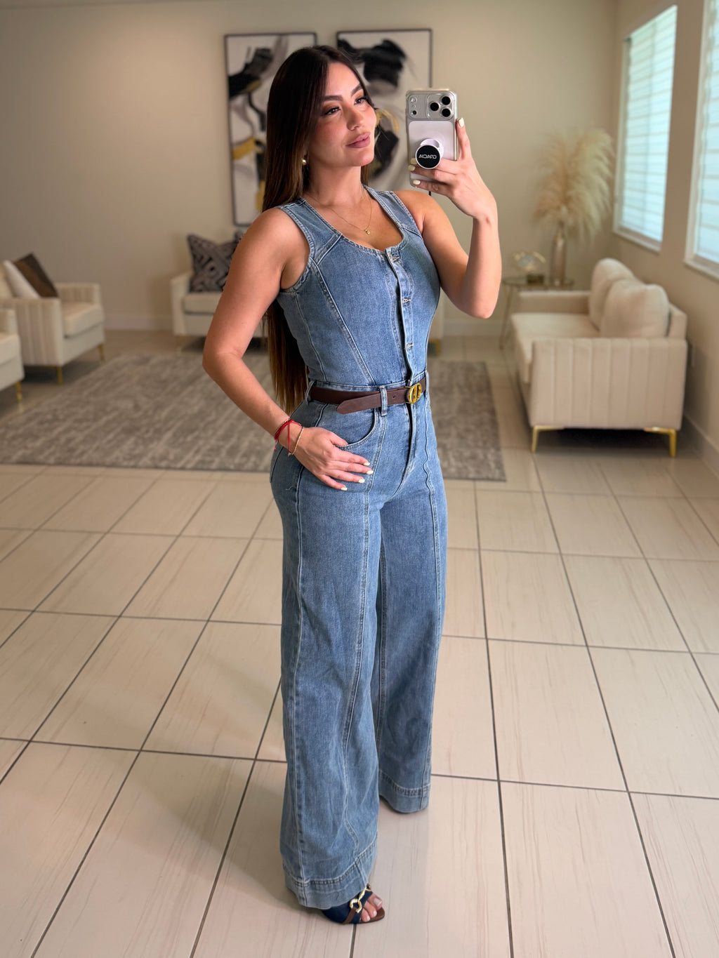 Luxe Stitch Denim Jumpsuit