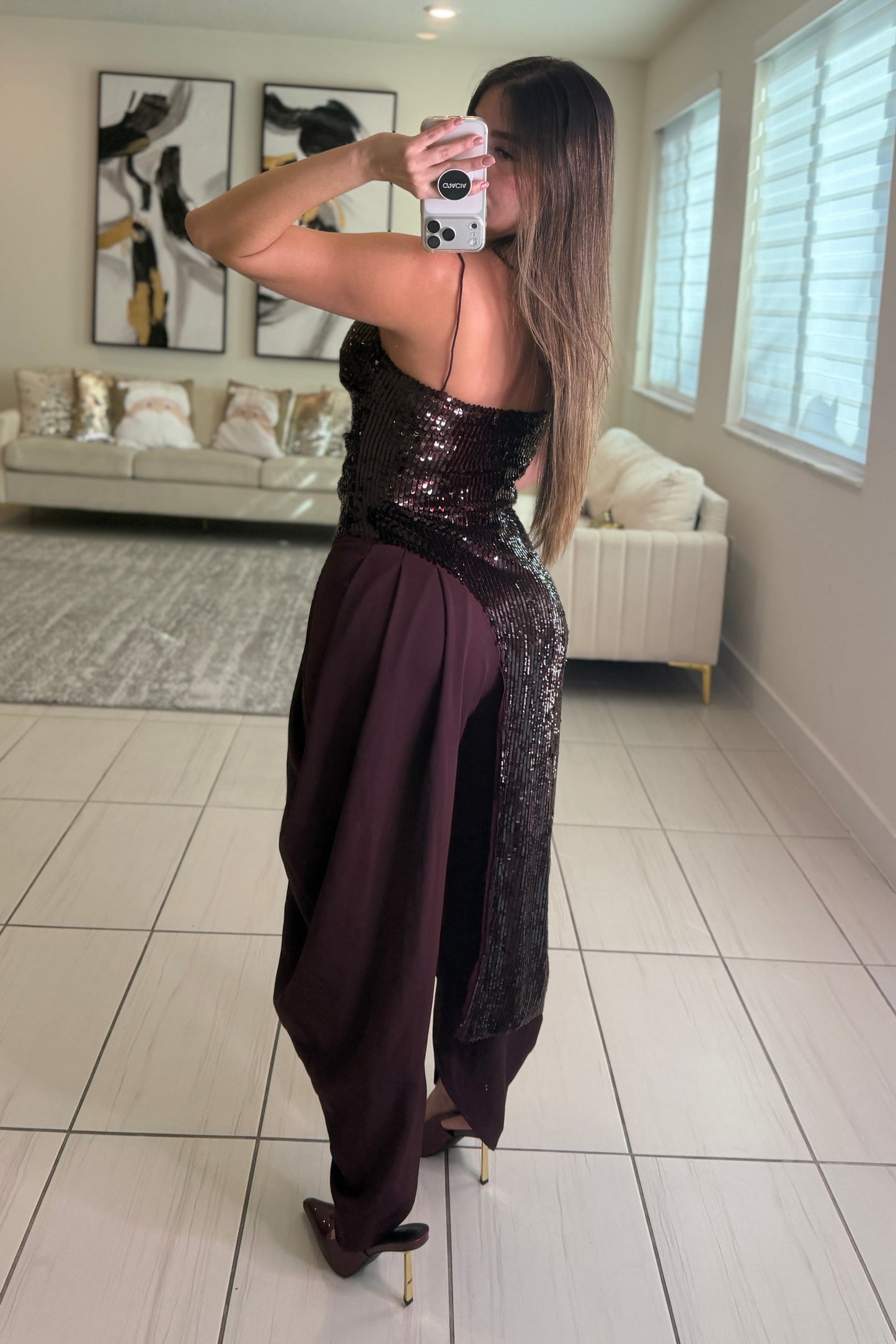 Midnight Glitz Sequin Burgundy Top