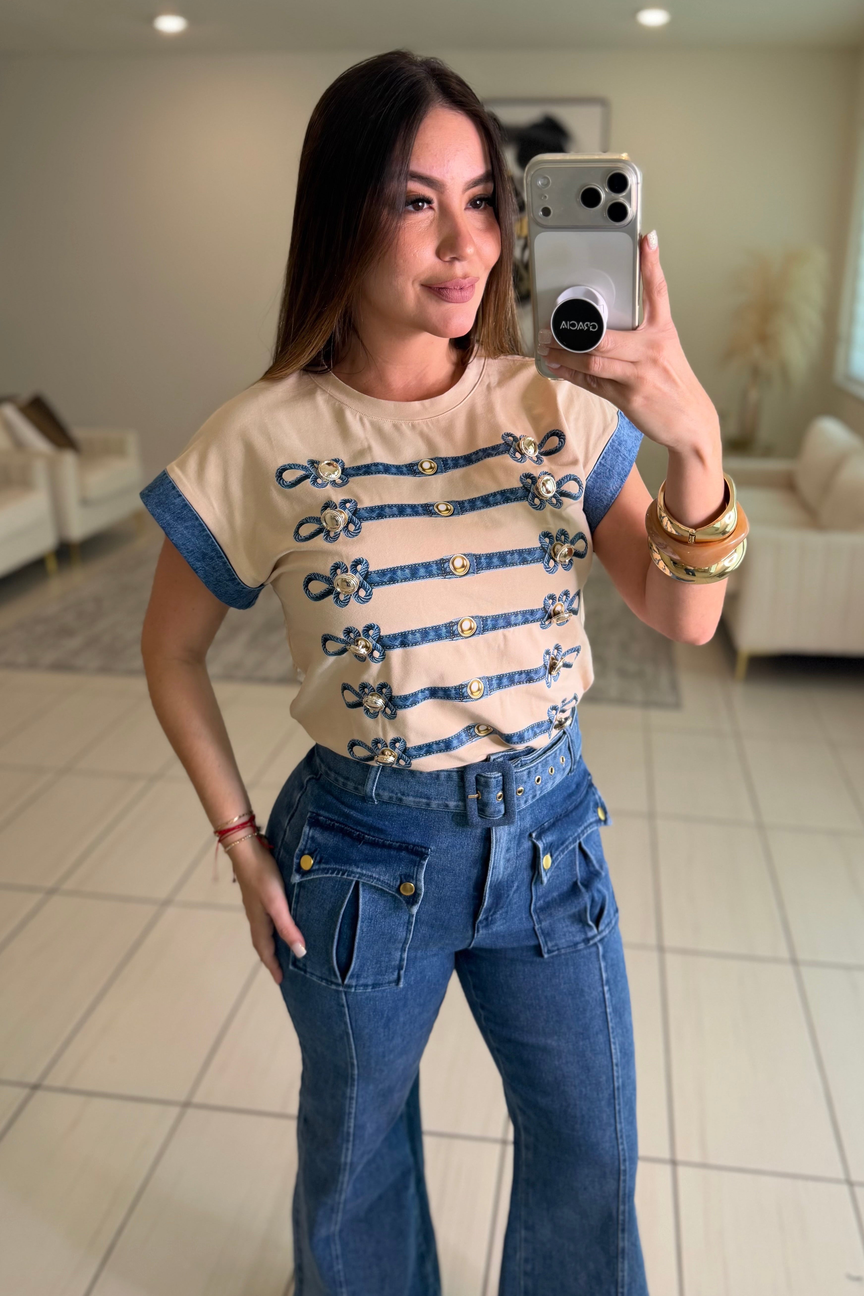 Napoleon Contrast Beige Top