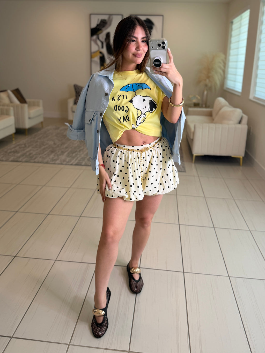 Sweetest Dots Balloon White Shorts