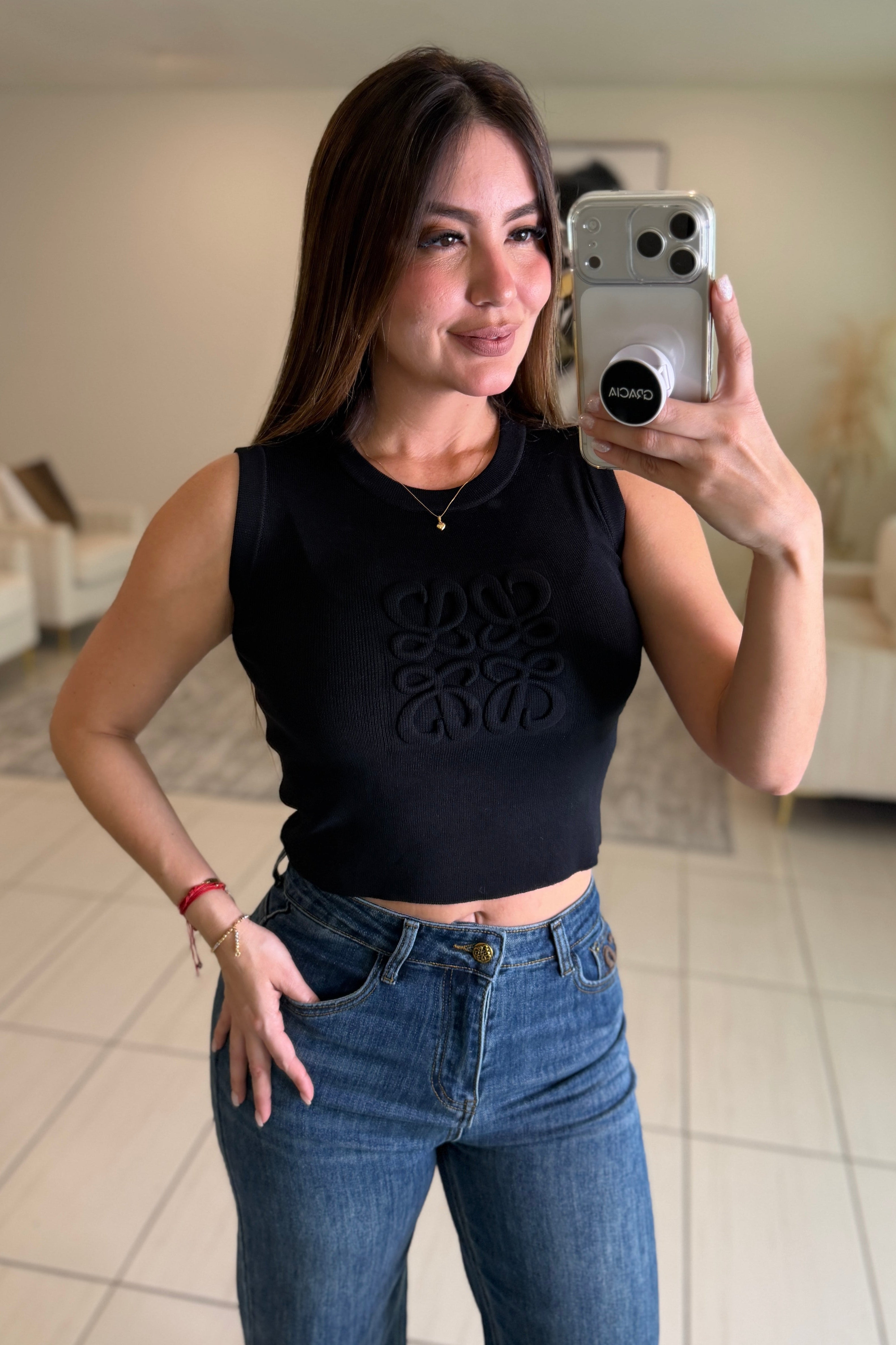 Iconic Knit Black Tank Top