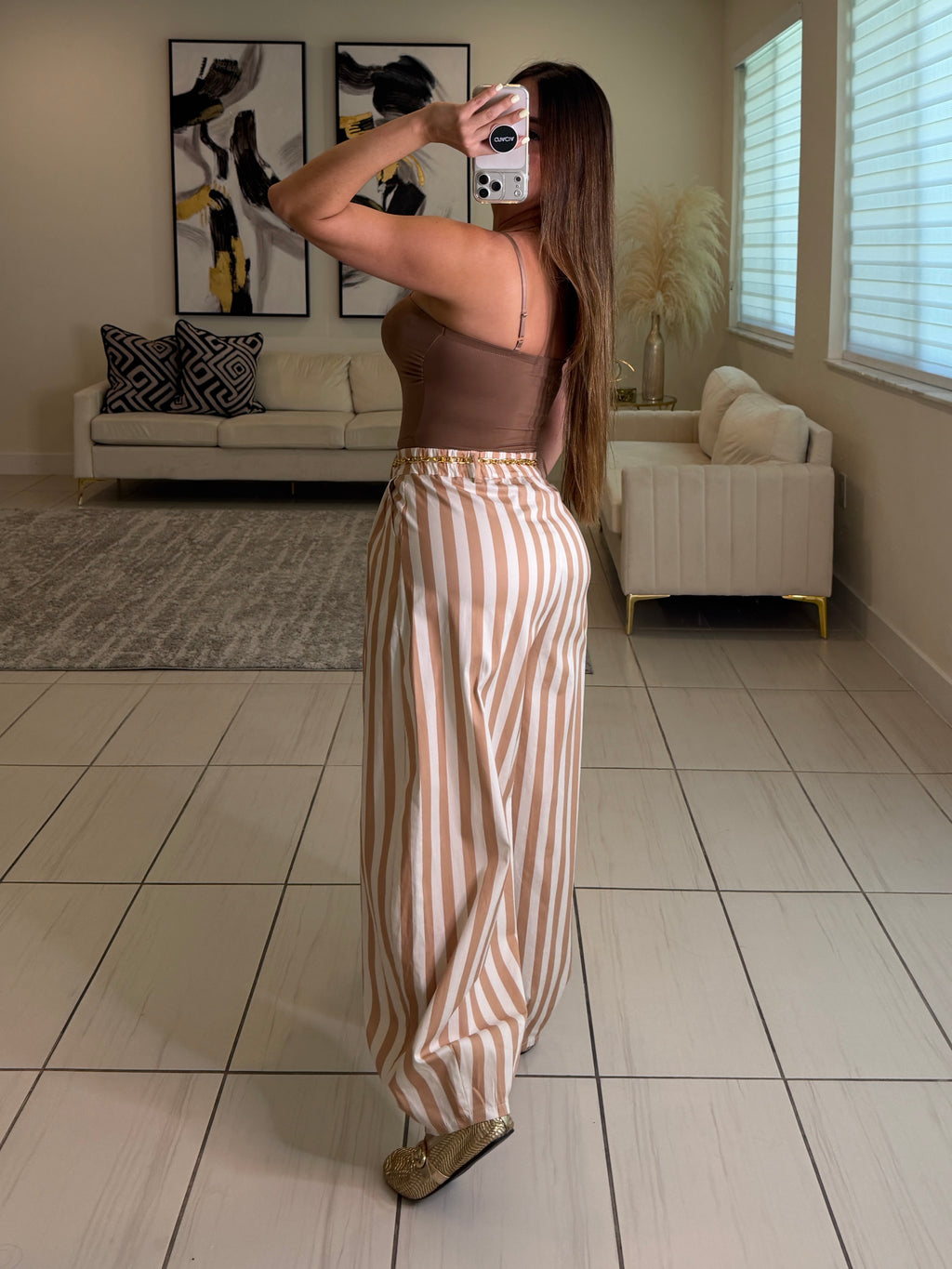 Gravity Stripes Beige Pants