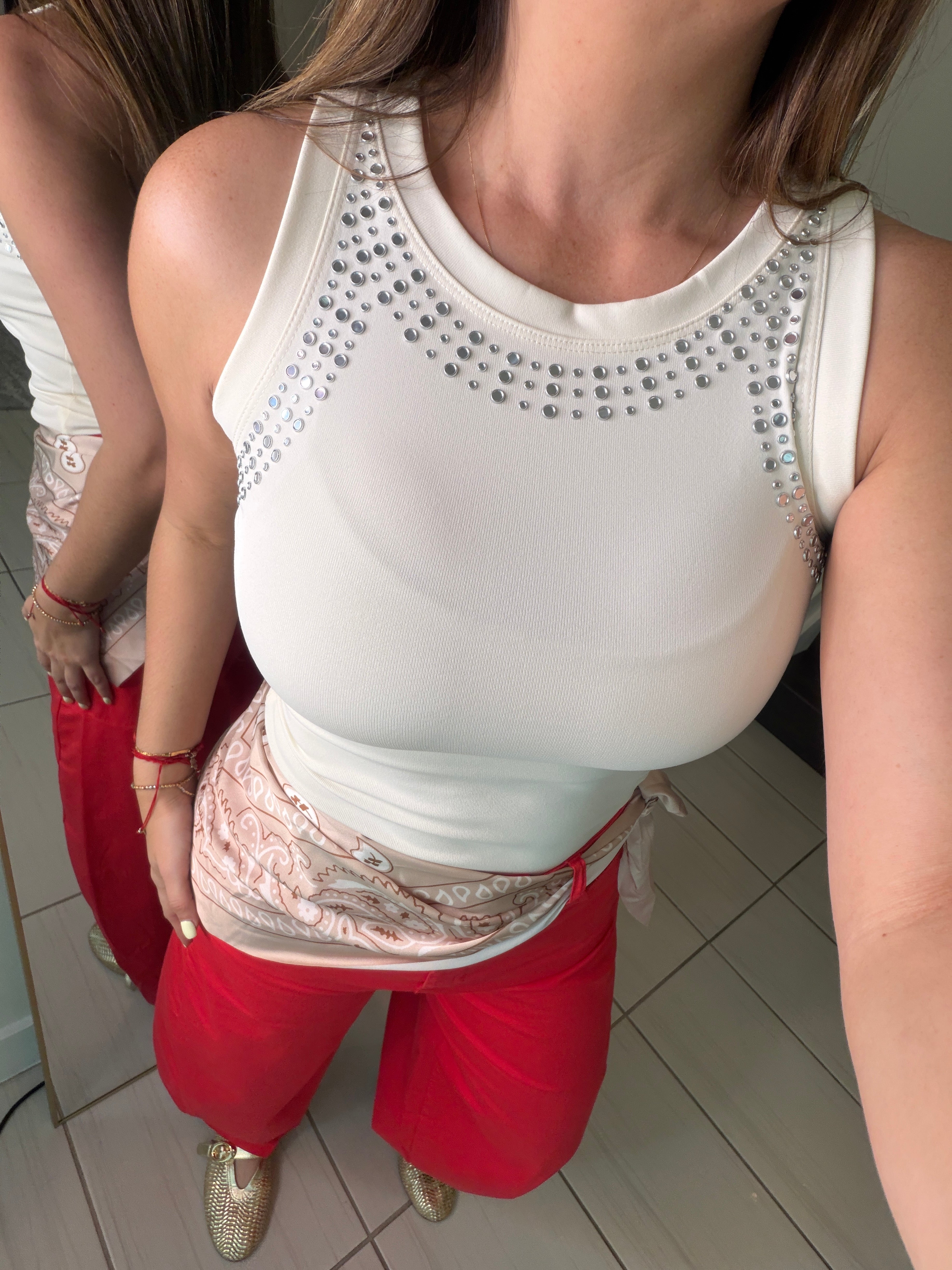 Charming Studd Beige Tank Top