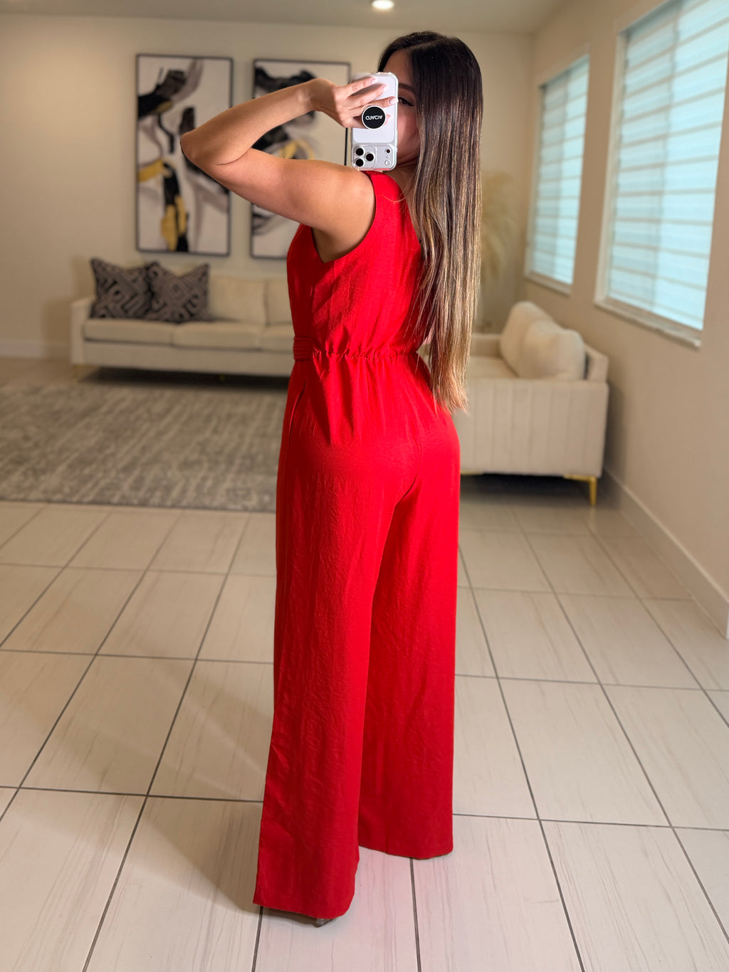 Lustre Affair Red Jumpsuit