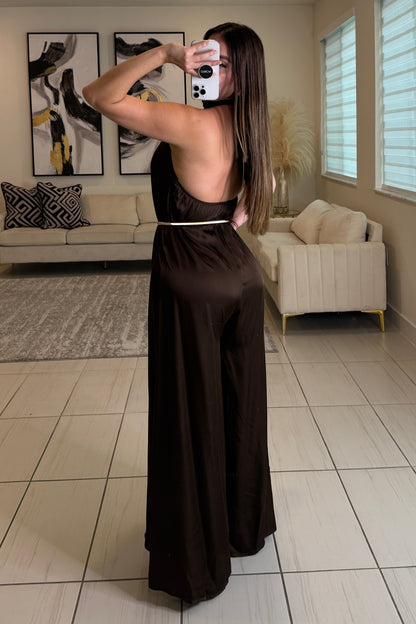 Refined Structure Brown Jumpsuit