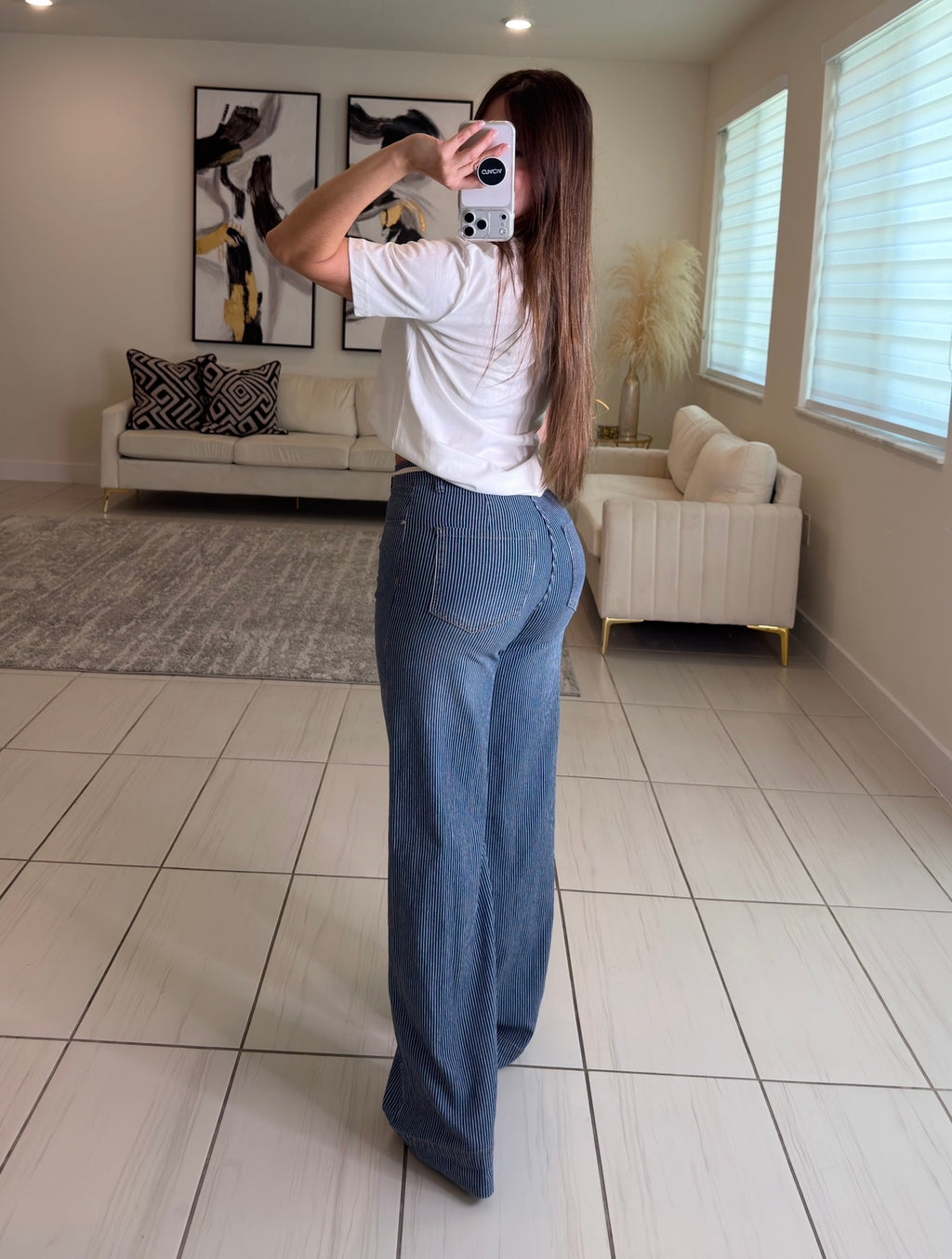 Power Lines Stripes Denim Pants