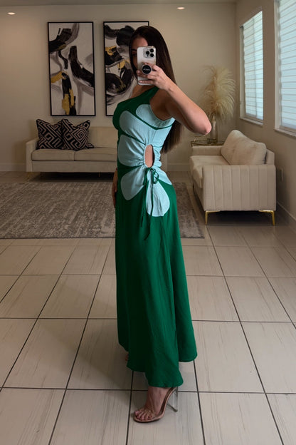 Poetic Love Floral Green Midi Dress