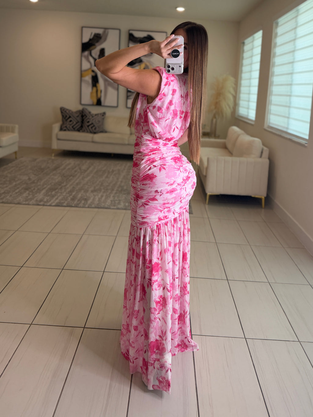 Poetic Floral Pink Maxi Dress