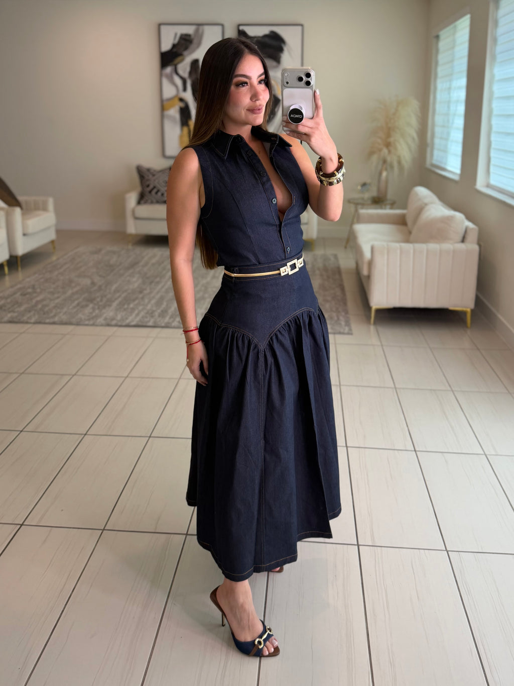 Gonna Scampanata in Denim Skirt Set