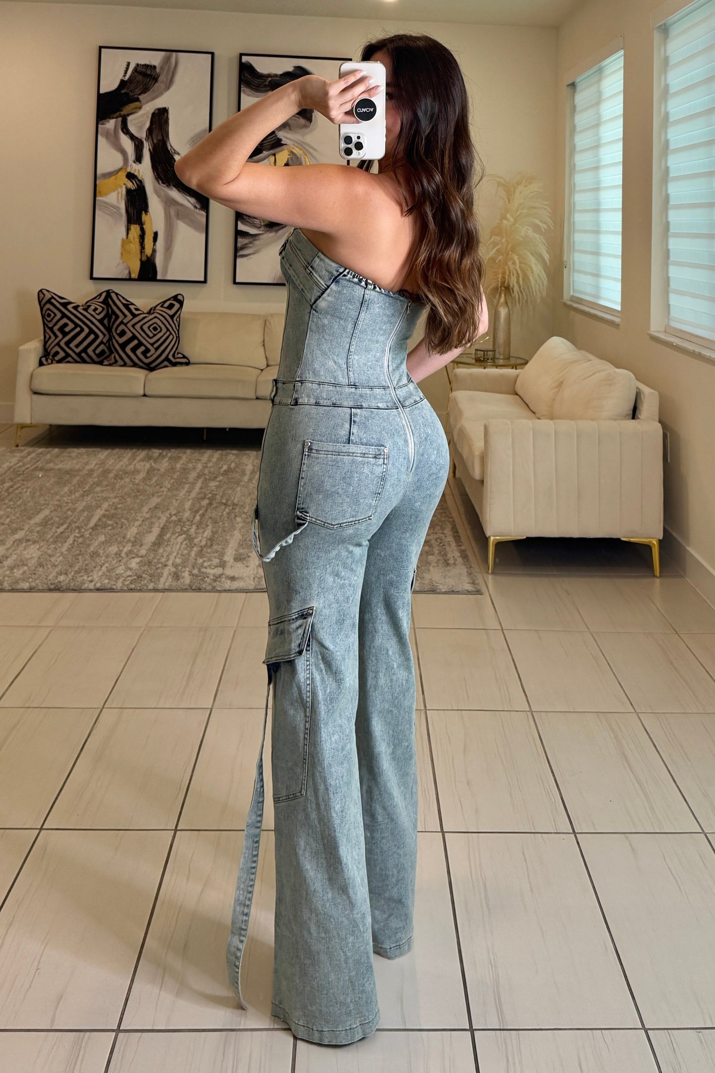 The Powerline Denim Jumpsuit