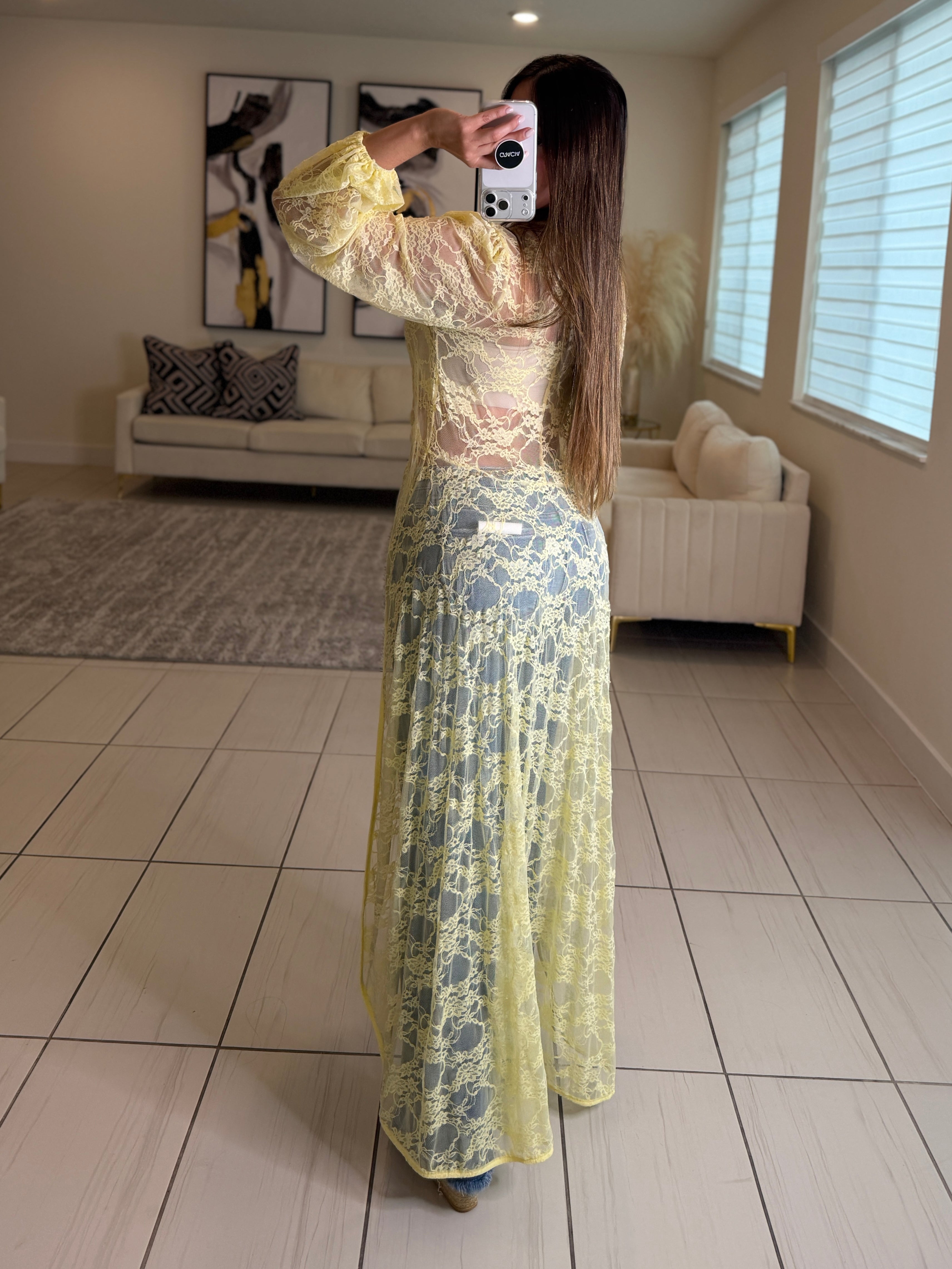 Eternal Muse Lace Yellow Maxi Top