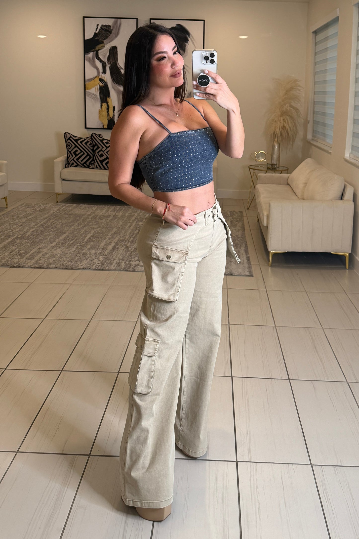 Luxe Stitch Denim Top