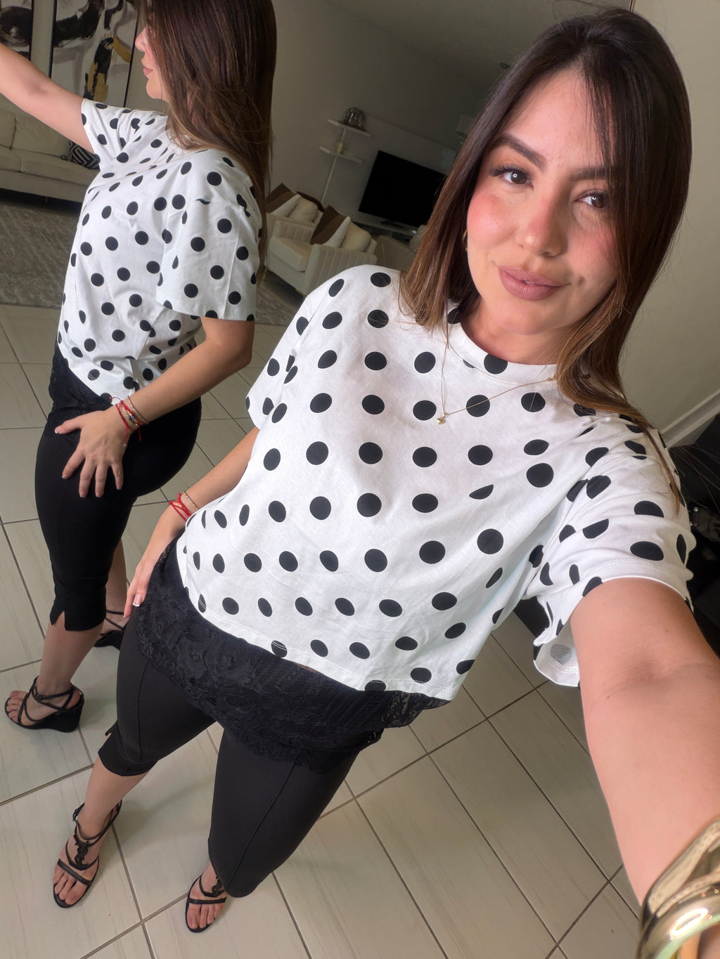 Chic Lace Dots in White Top