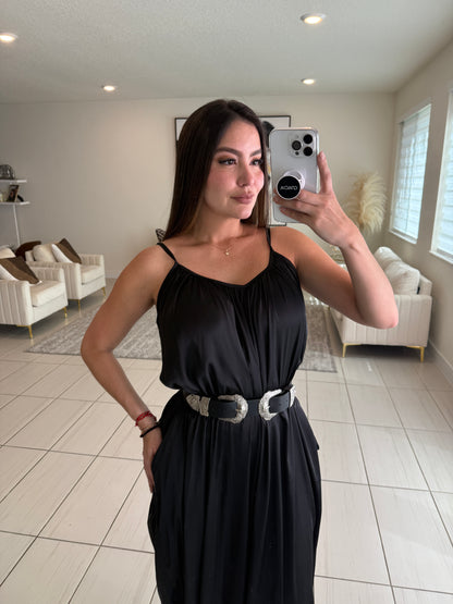 Effortless Essence Ruched Black Jumpsuit