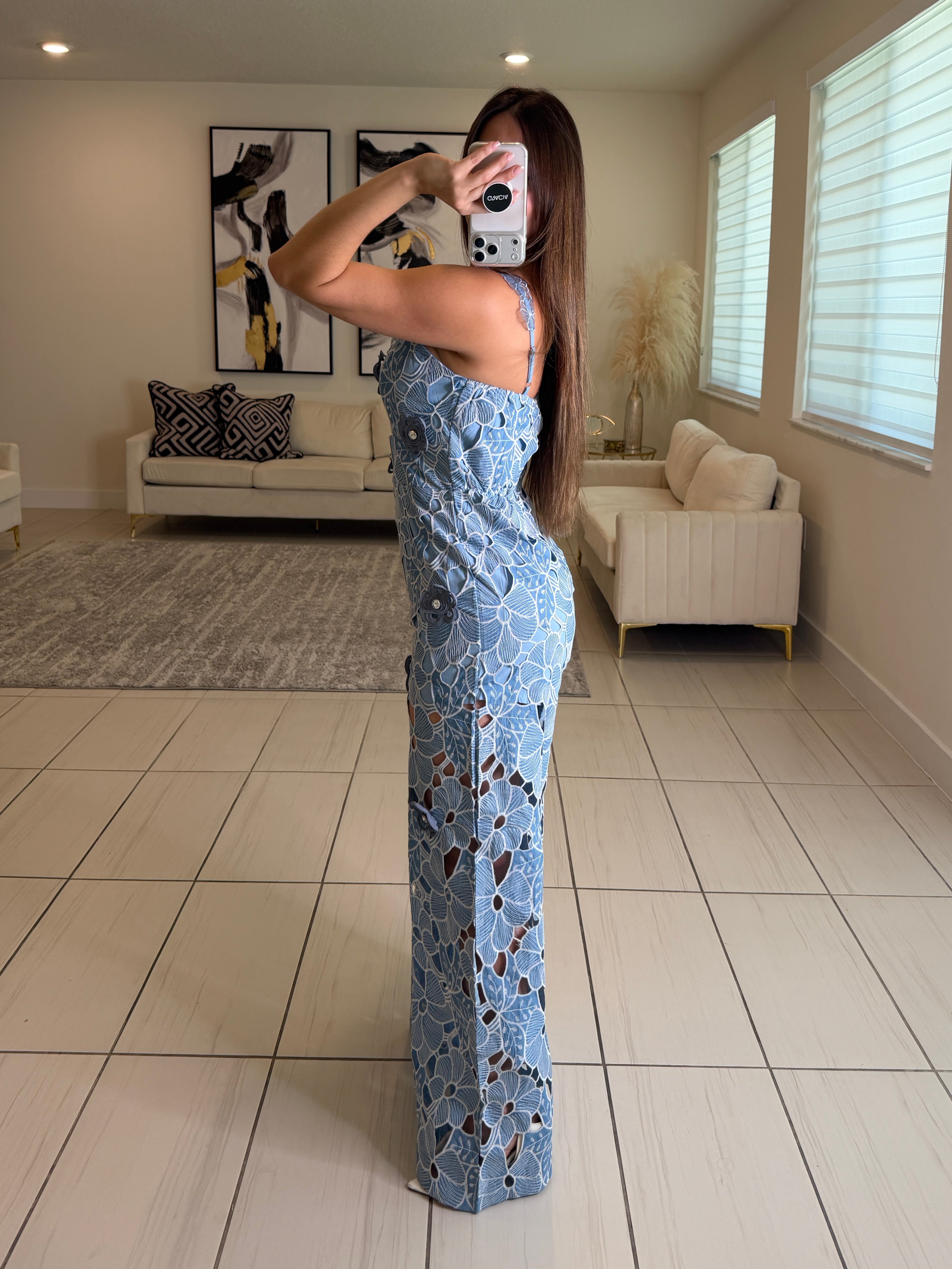 City Of Dreams Floral Blue Jumpsuit