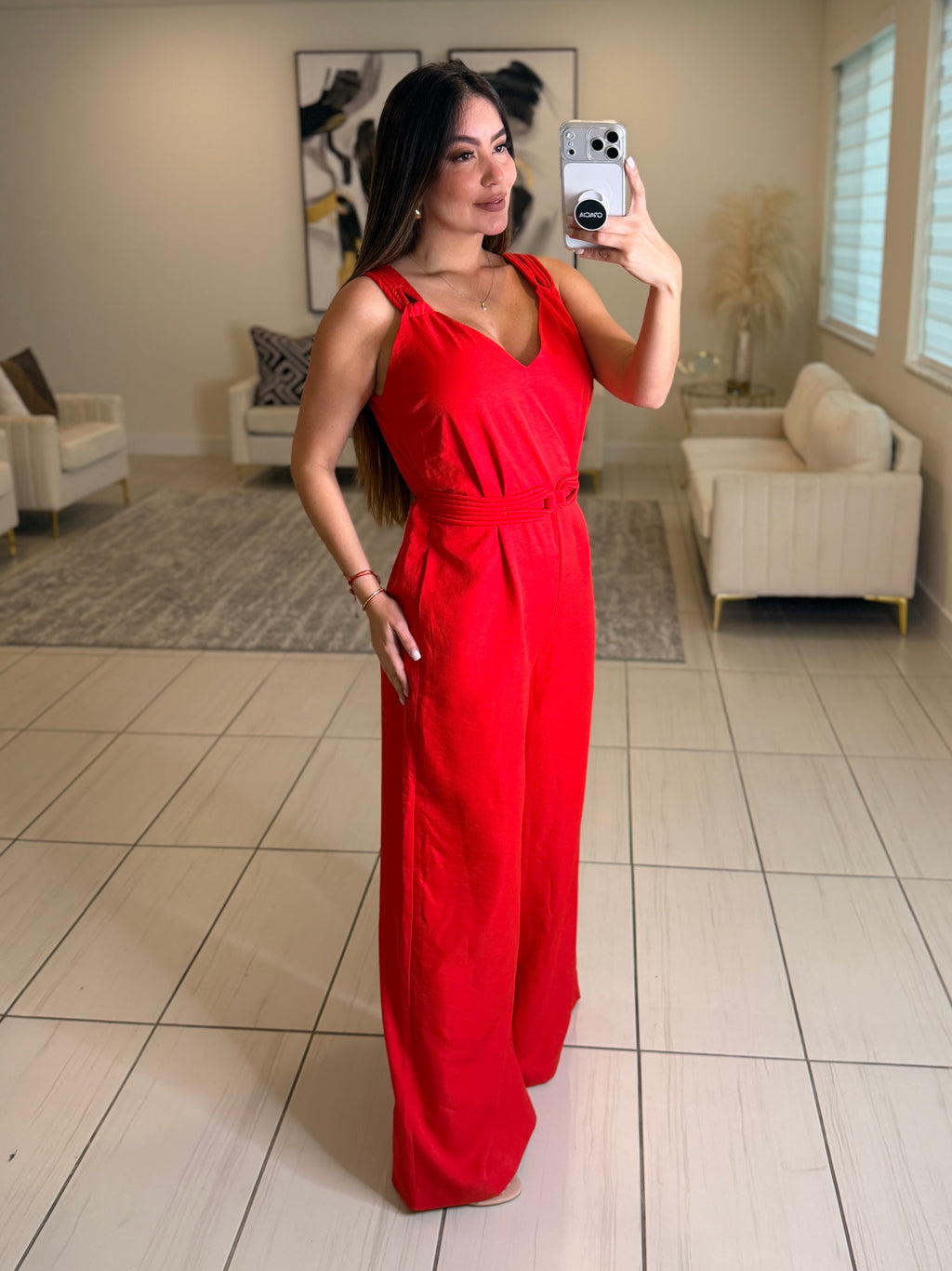 Lustre Affair Red Jumpsuit