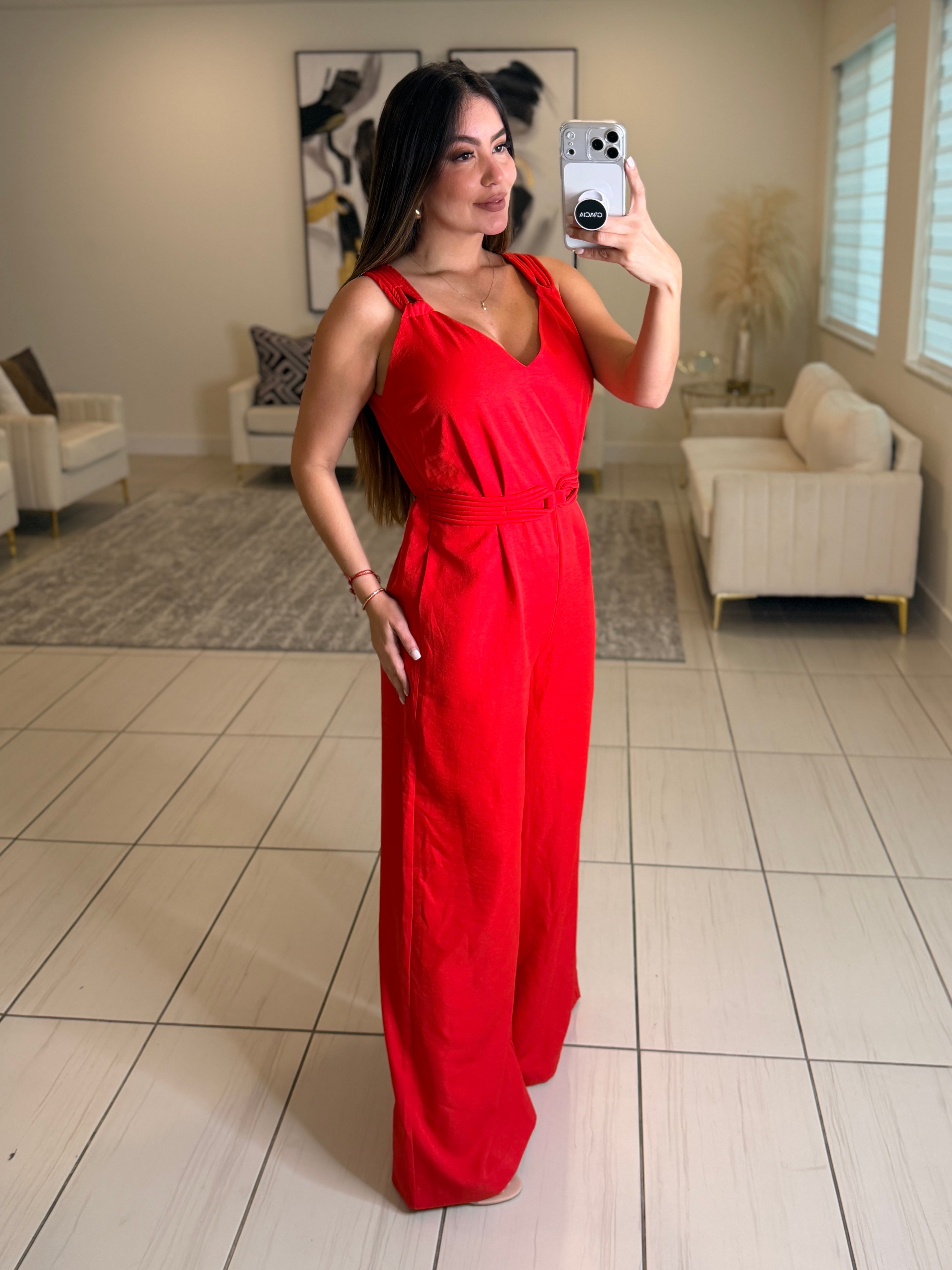 Lustre Affair Red Jumpsuit
