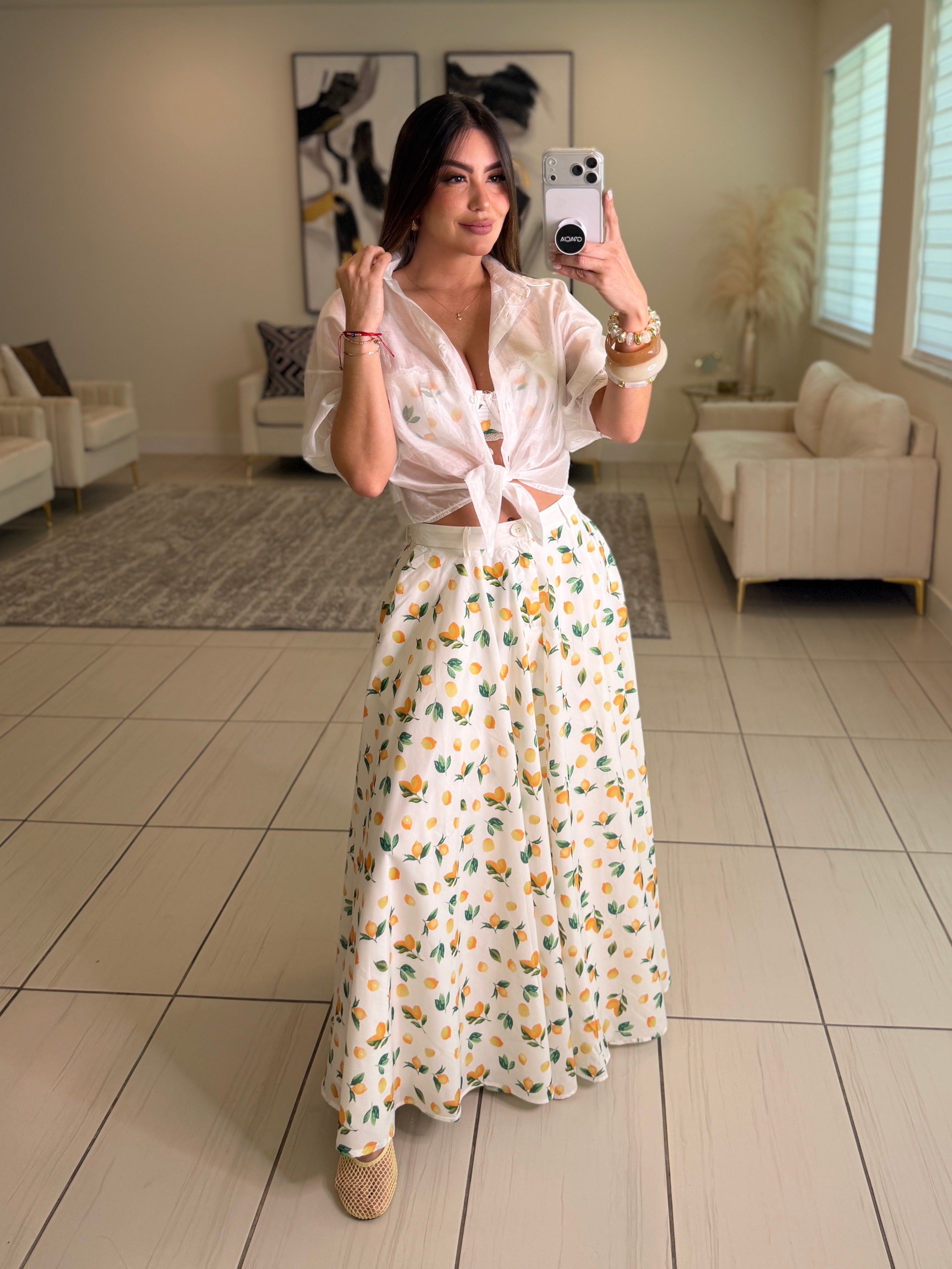 Amalfi Lemons White Skirt Set