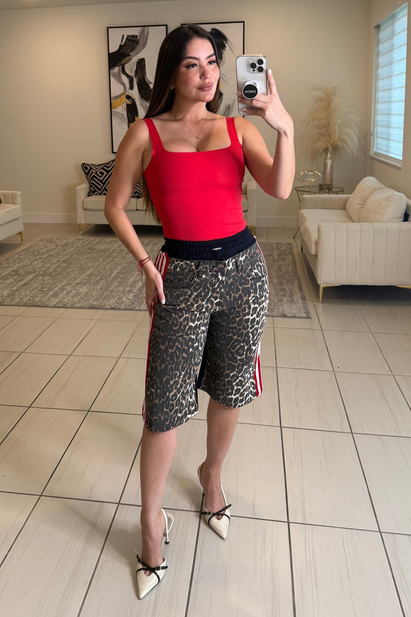 Wild Leopard Red Strip Short