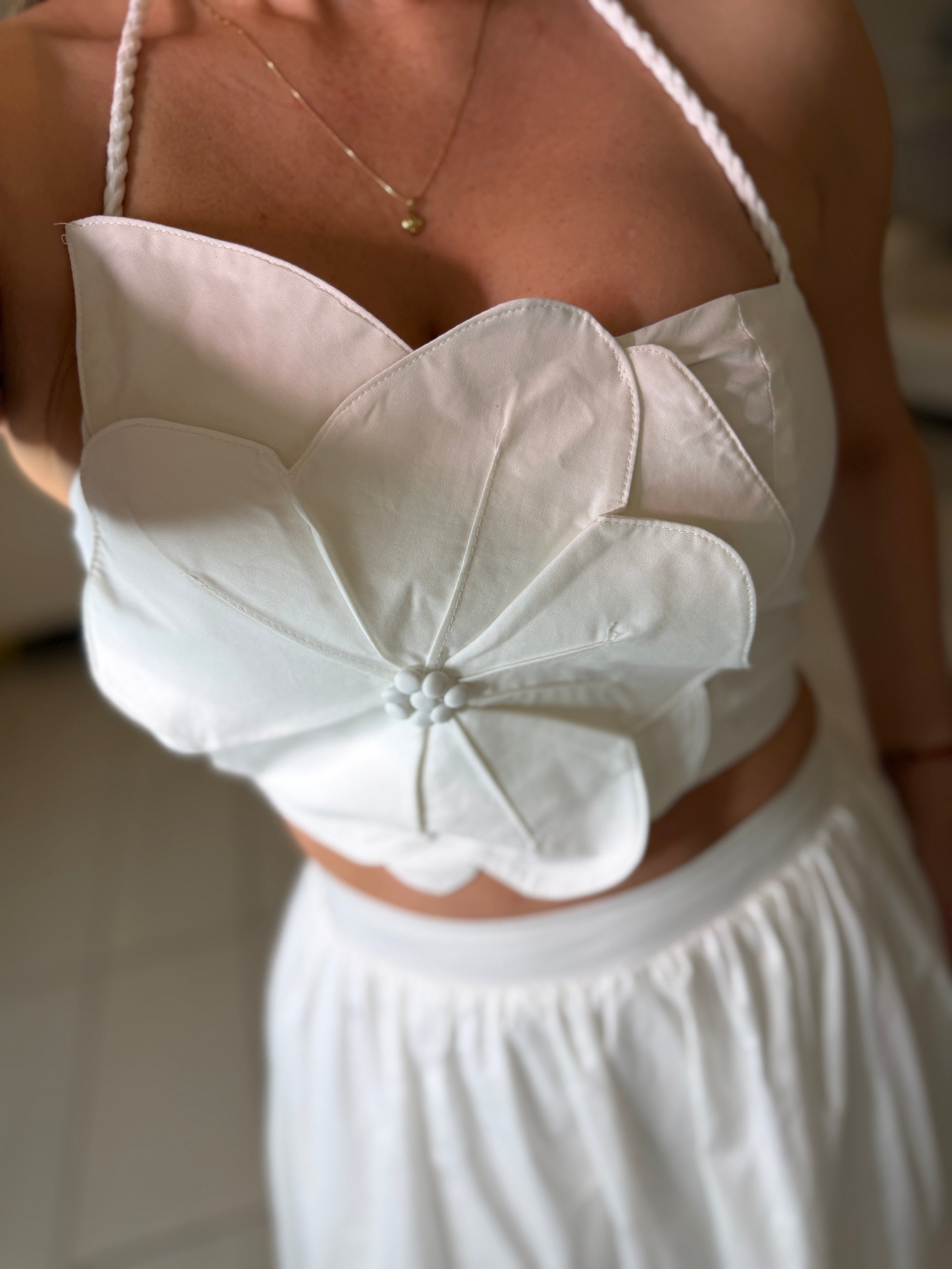 Delicate Essence Floral White Skirt Set