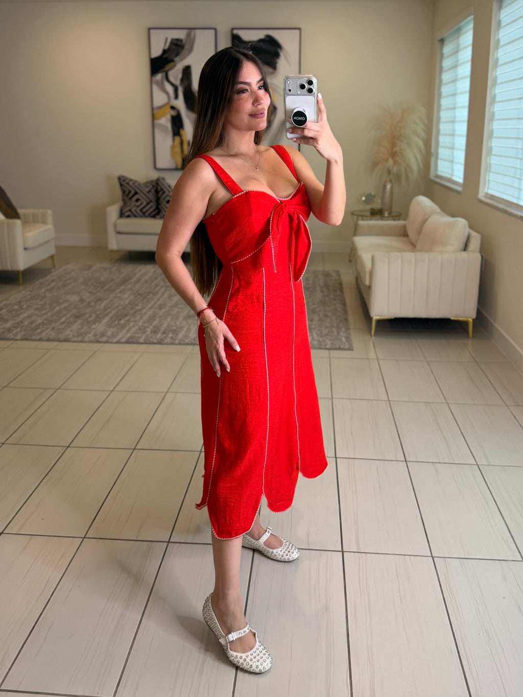 Enchanted Aura Red Midi Dress