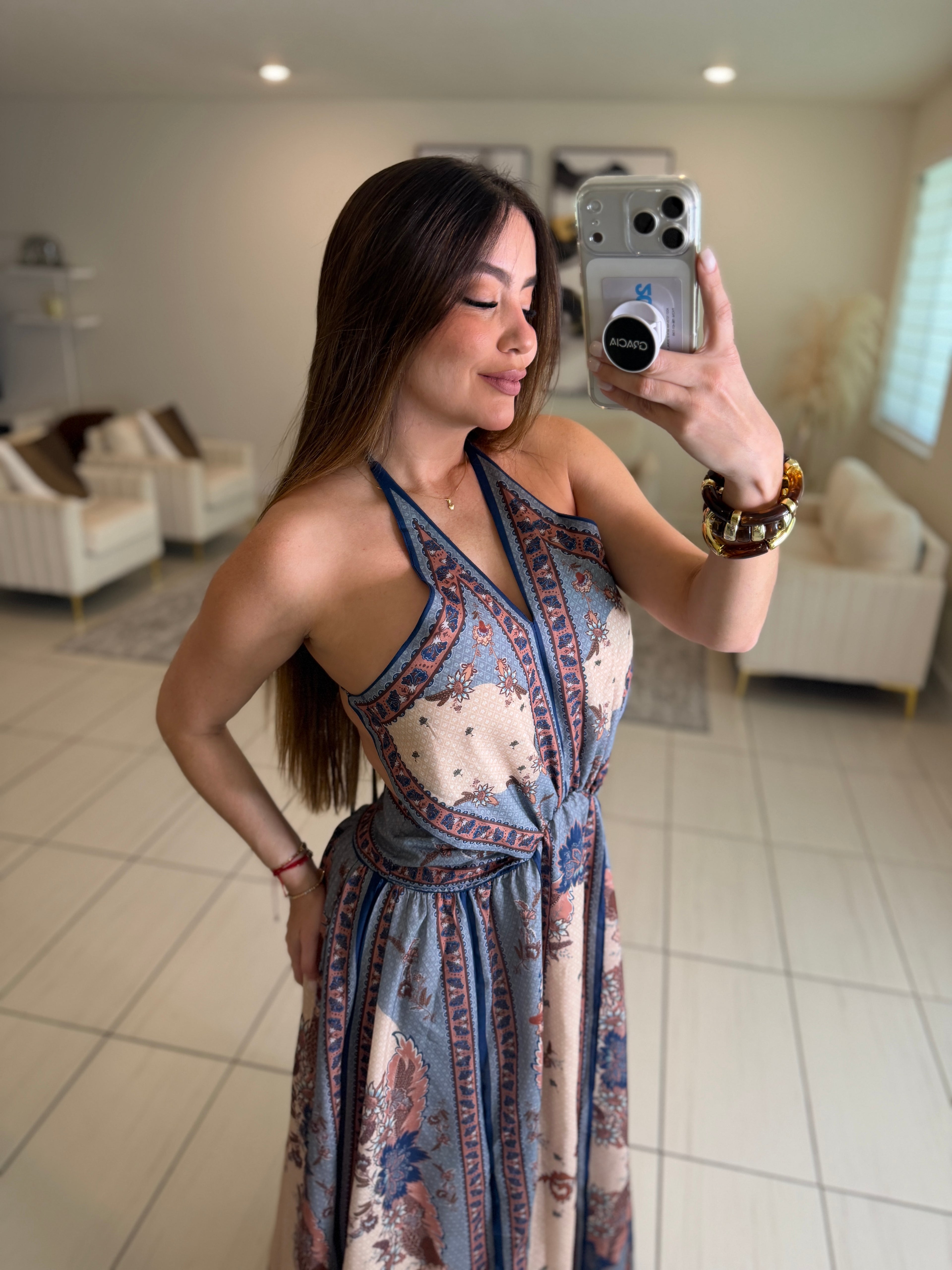 Ascension Plunge Halter Dress