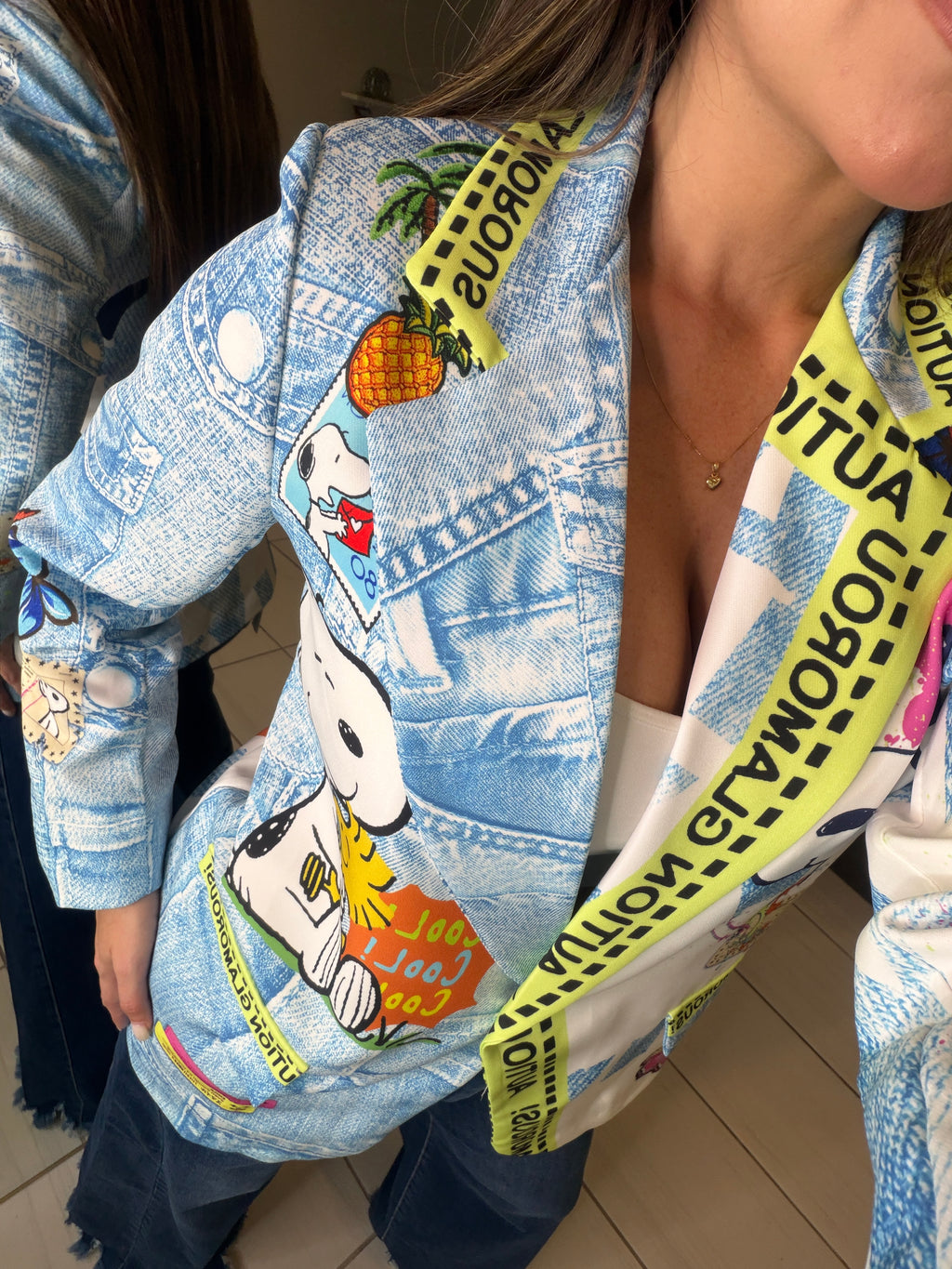 Glamorous Printed White Blazer