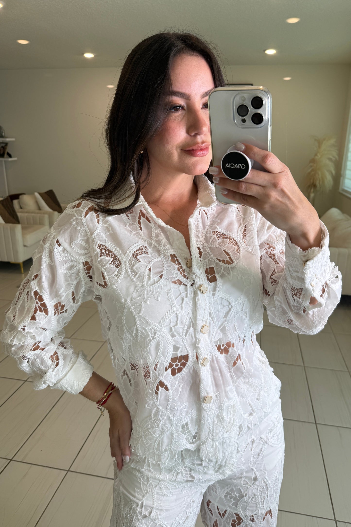 Petal Whispers White Pant Set