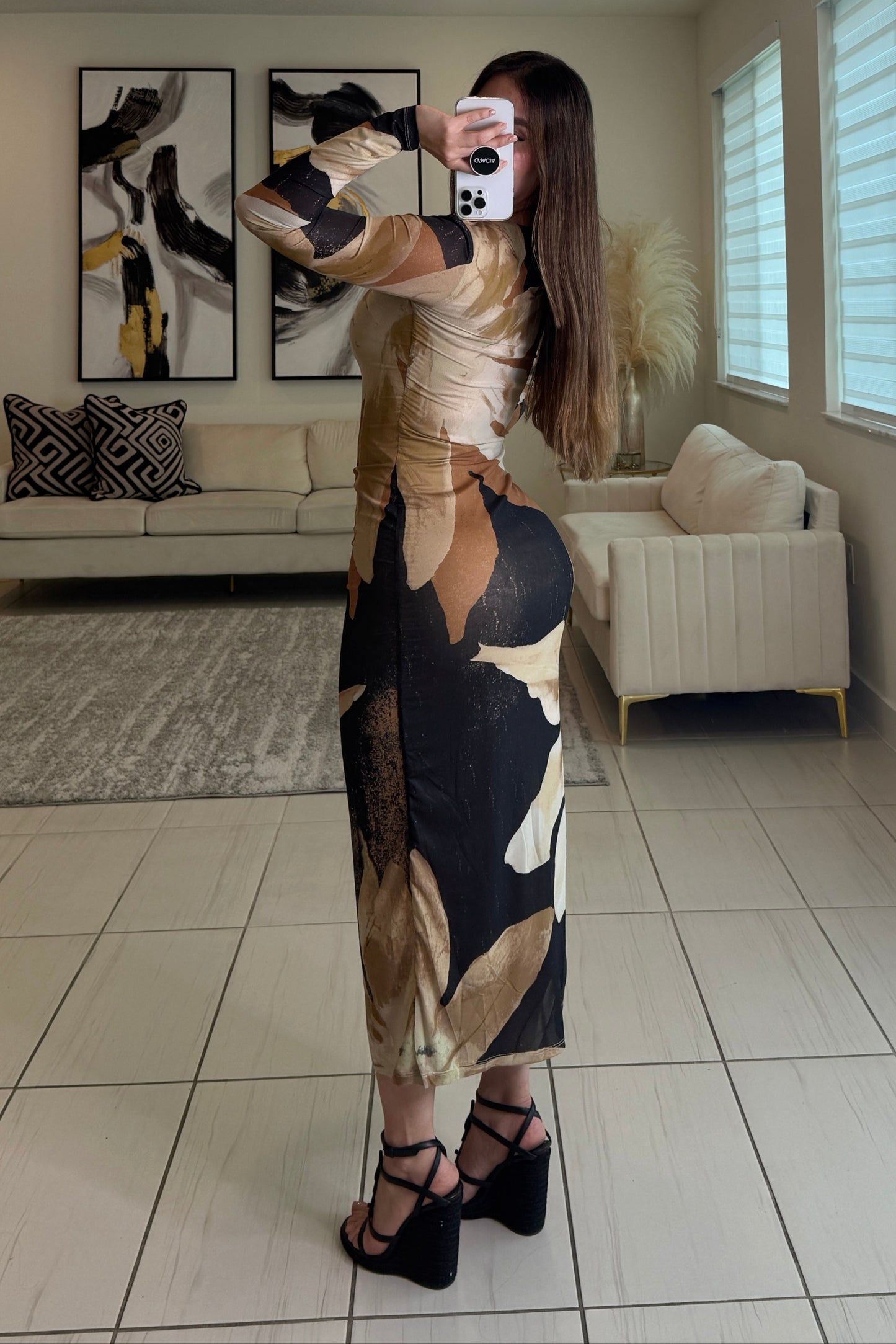 Radiant Garden Flora Beige Maxi Dress