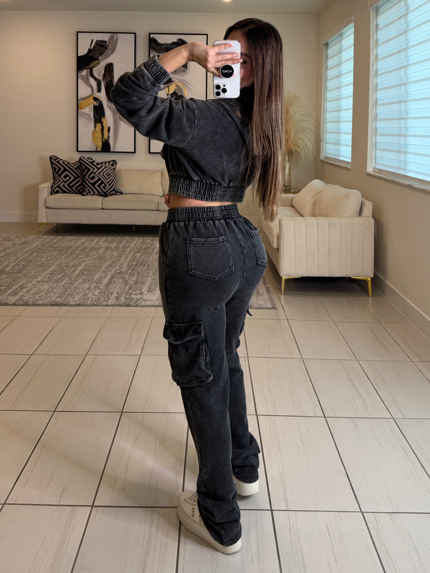Illusionist Washed Black Pant Set
