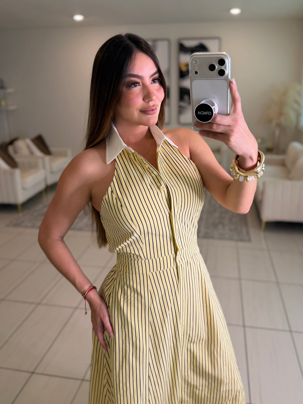 Desire Stripes Yellow Dress