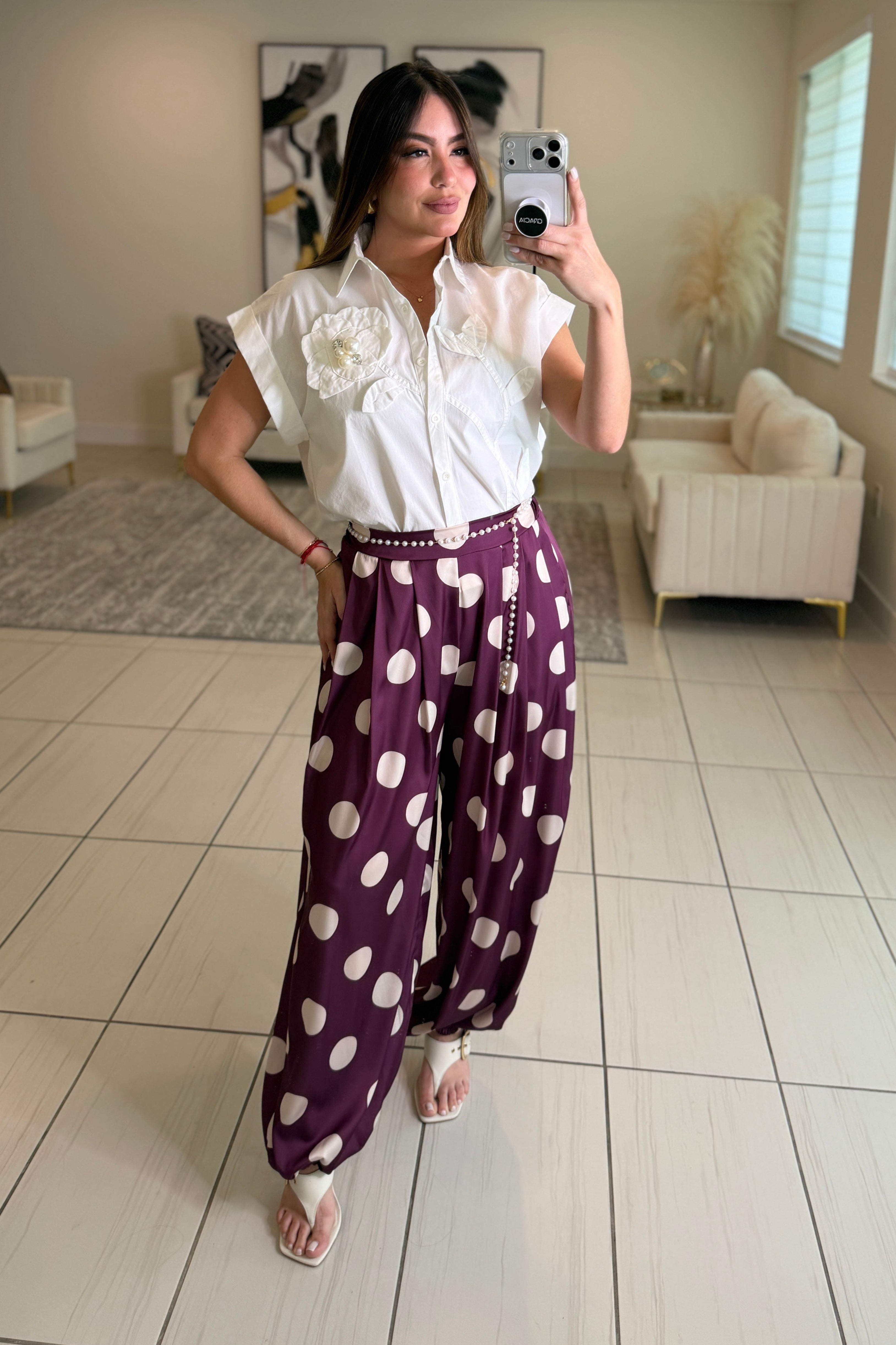 Purple Polka Dots Balloon Pants