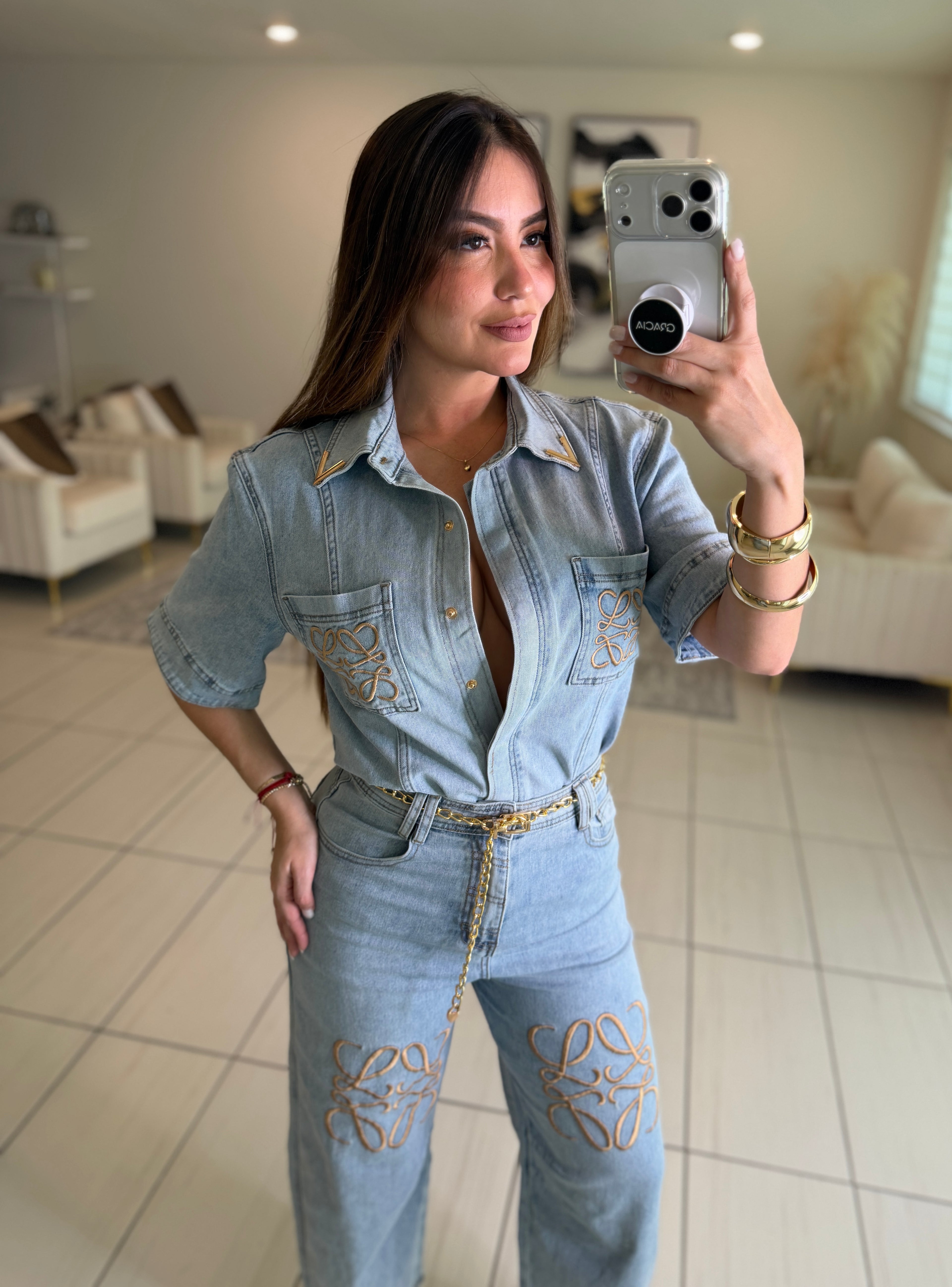Iconic Light Denim Pant Set