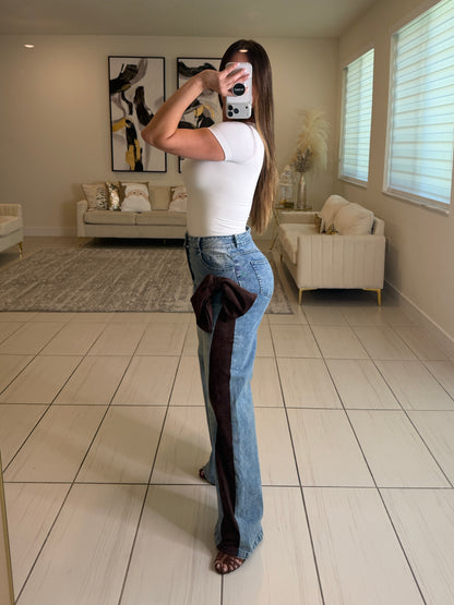 Opulent Bow Blue Denim Pants