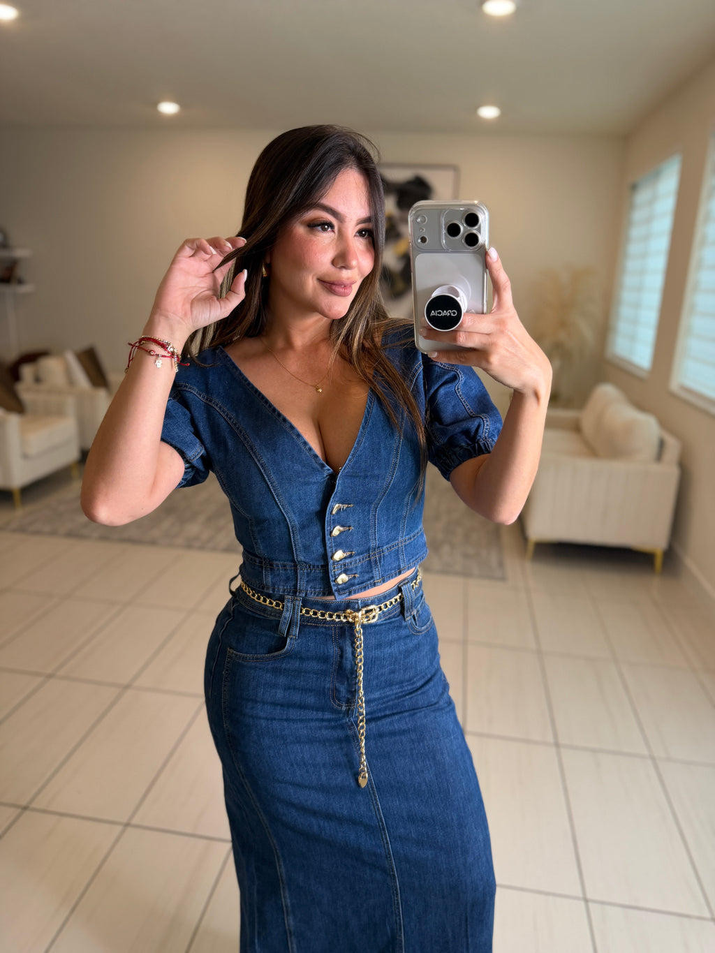 Gonna Scampanata in Denim Skirt Set