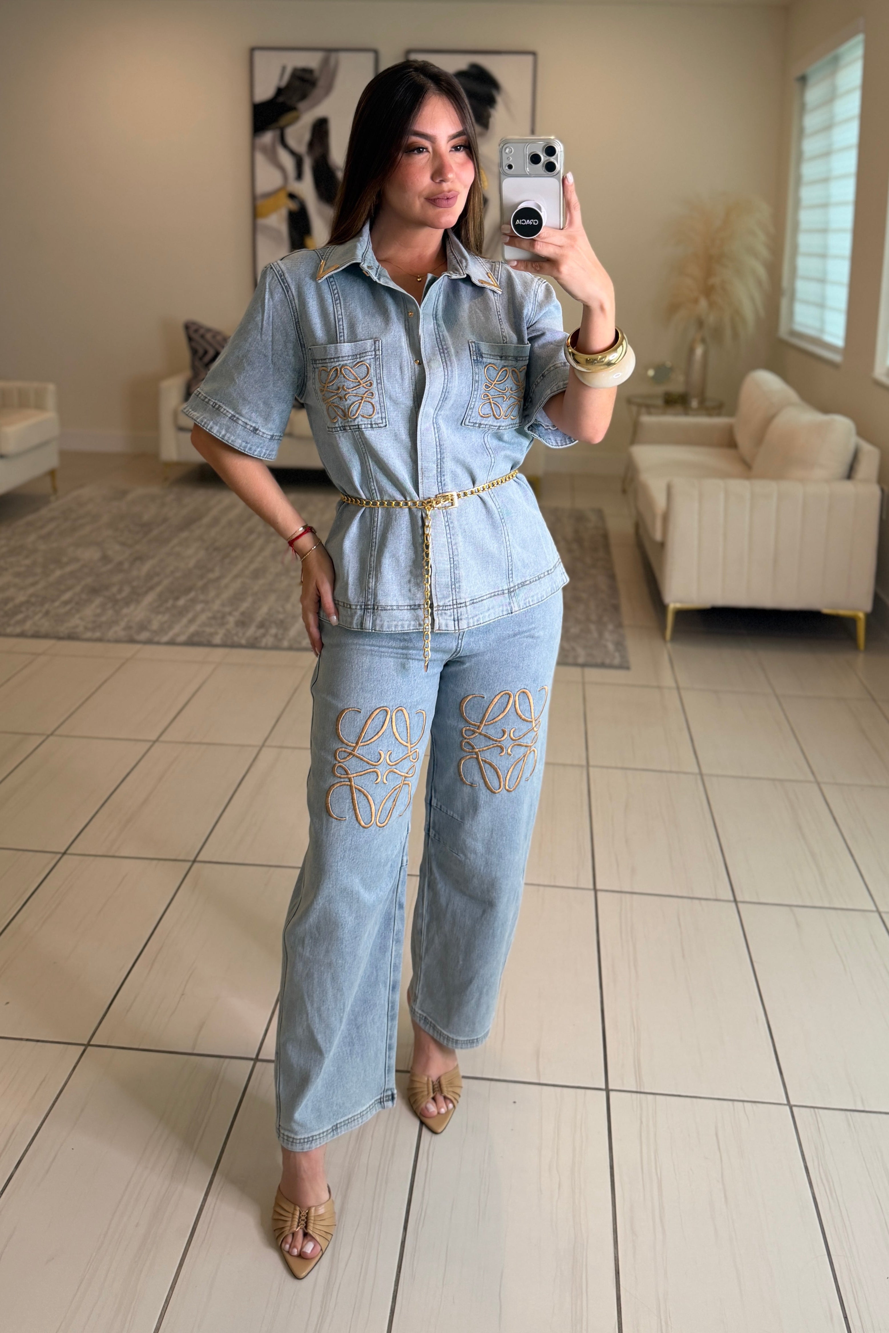Iconic Light Denim Pant Set
