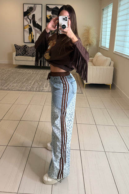In Demand Brown Stripes Denim Pants