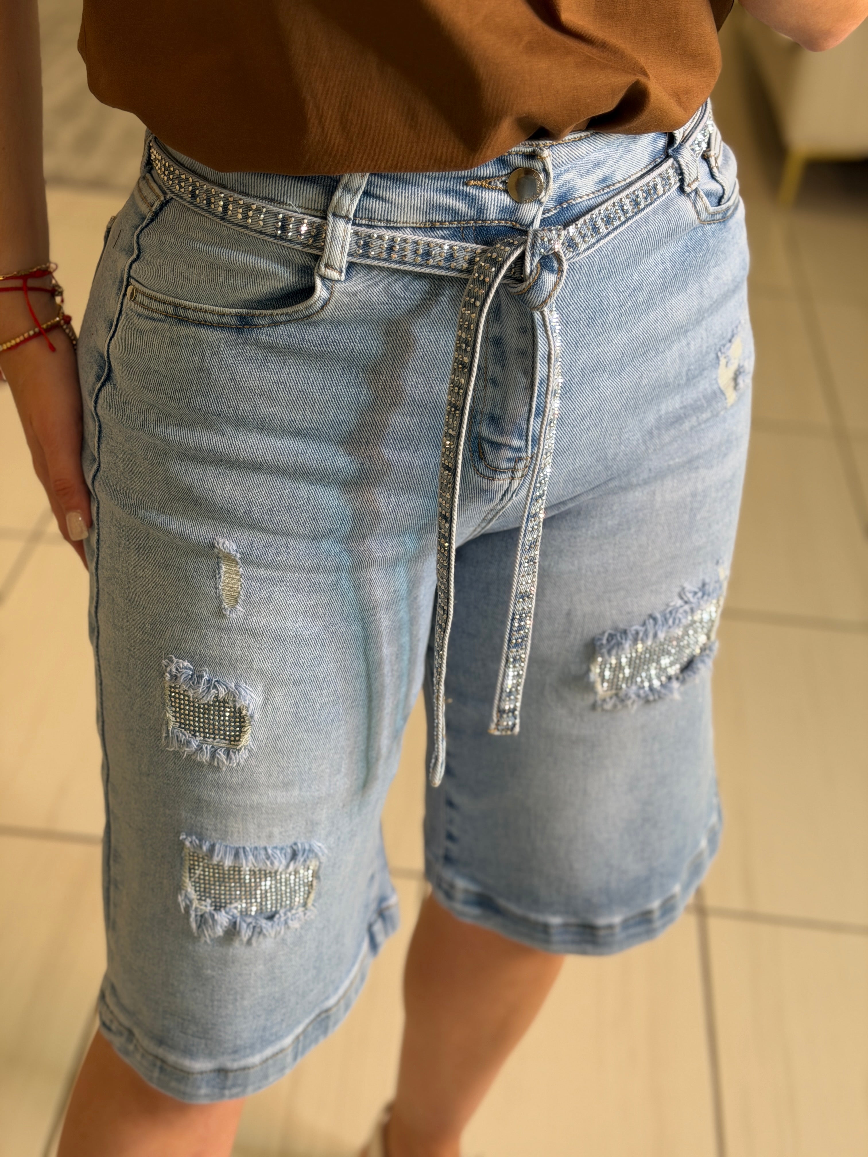 Crystal Blue Denim Shorts