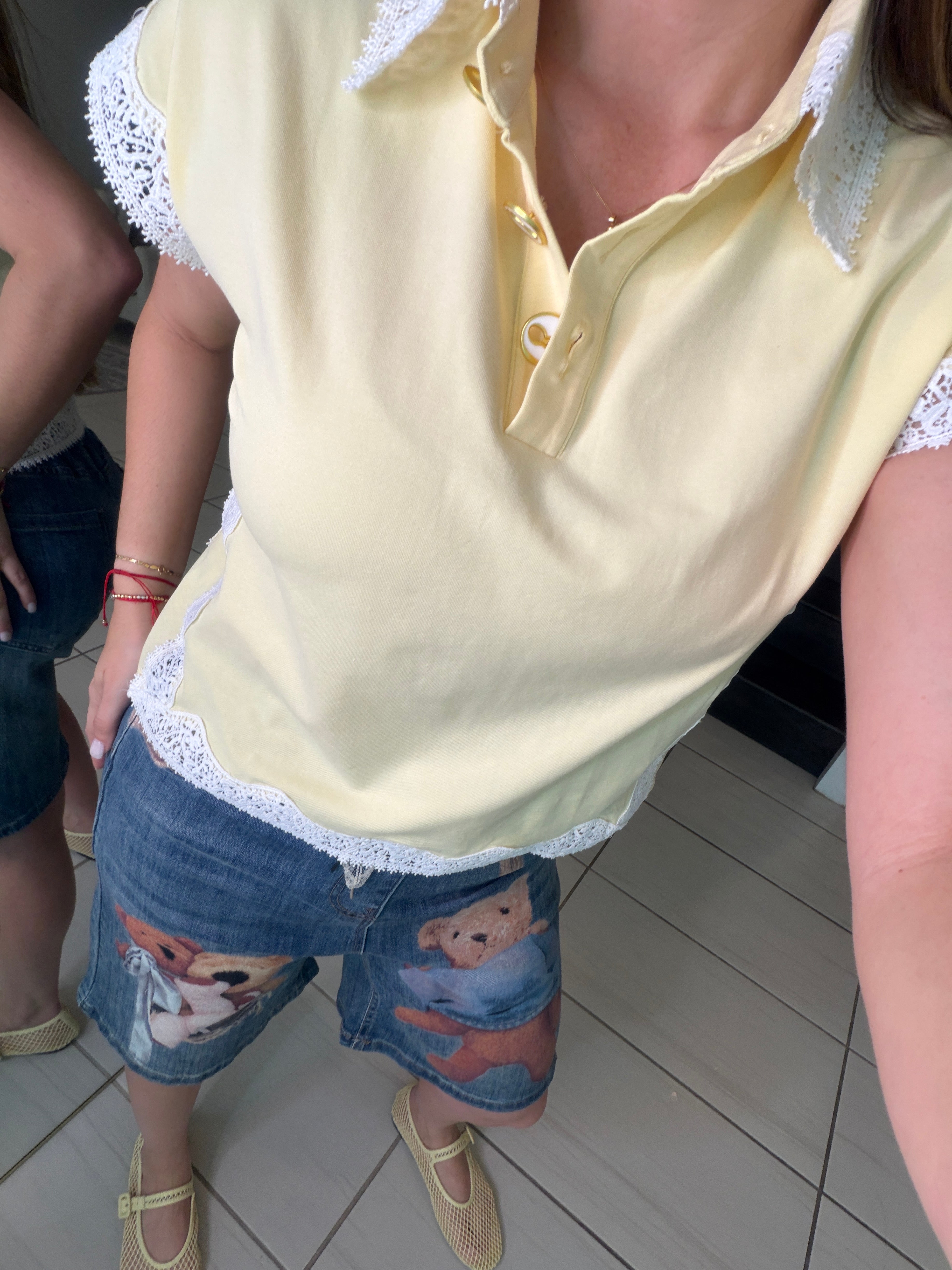 Charming Embroidery Yellow Top